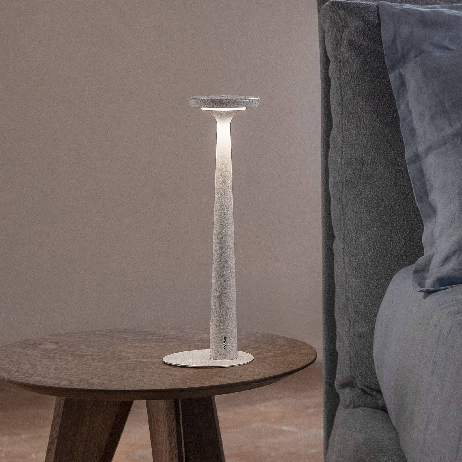 Nabíjacia stolová lampa Karman LED Papiria, matná biela, CCT