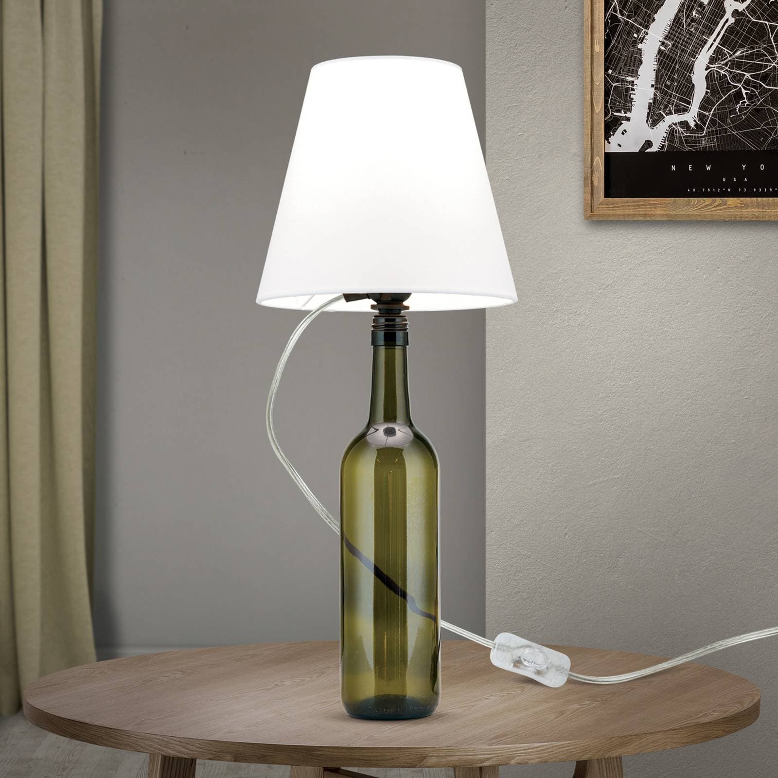 Pätica žiarovky E27 BOTTLE, priehľadný kábel, dĺžka 200 cm