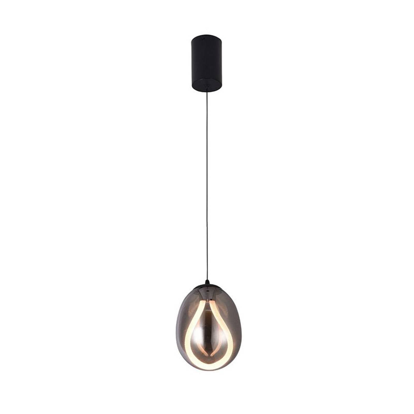 LED závesné svietidlo Melanie, Ø 16 cm, dymovo šedá/čierna, sklo