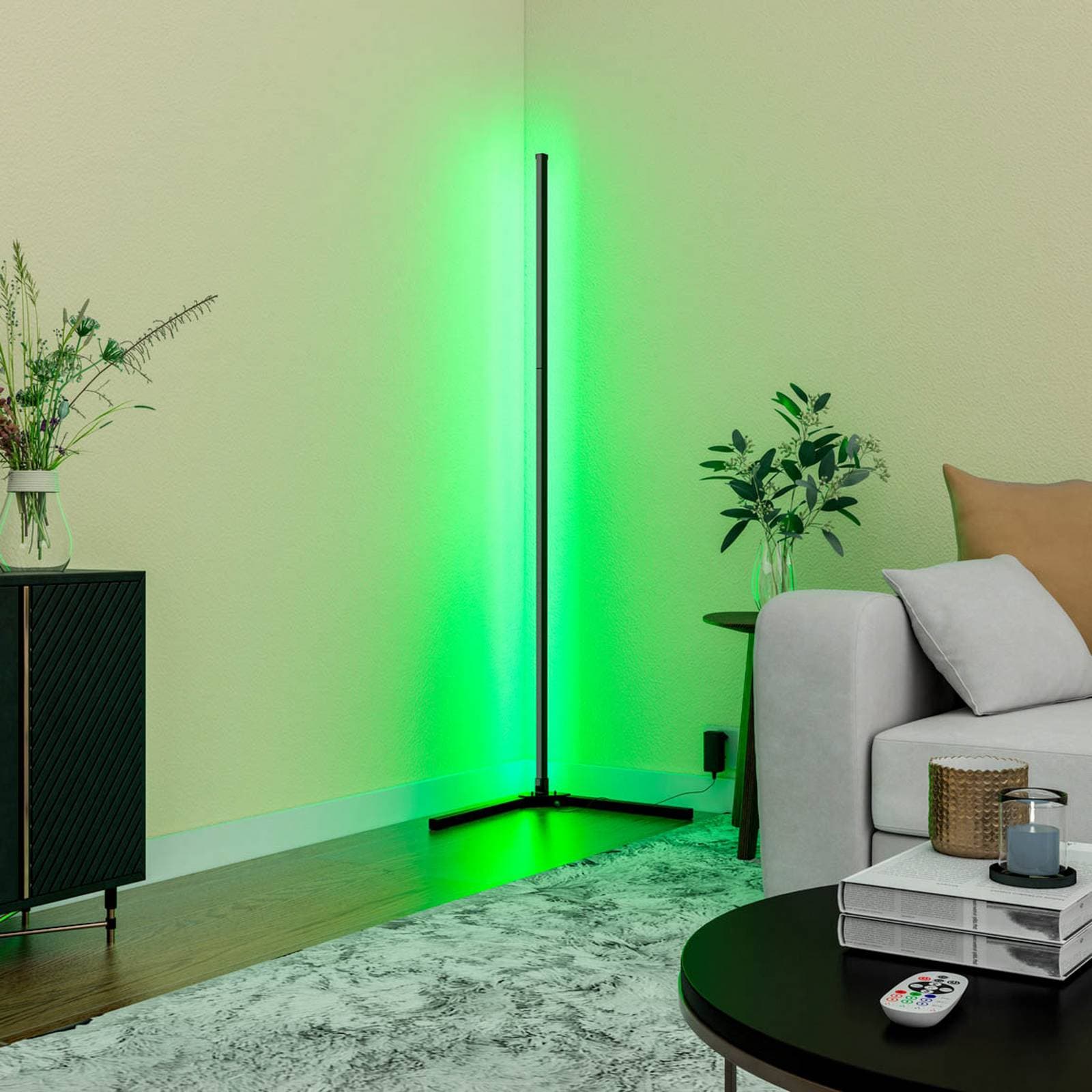 Inteligentná LED stojacia lampa Calex s diaľkovým ovládaním RGBW