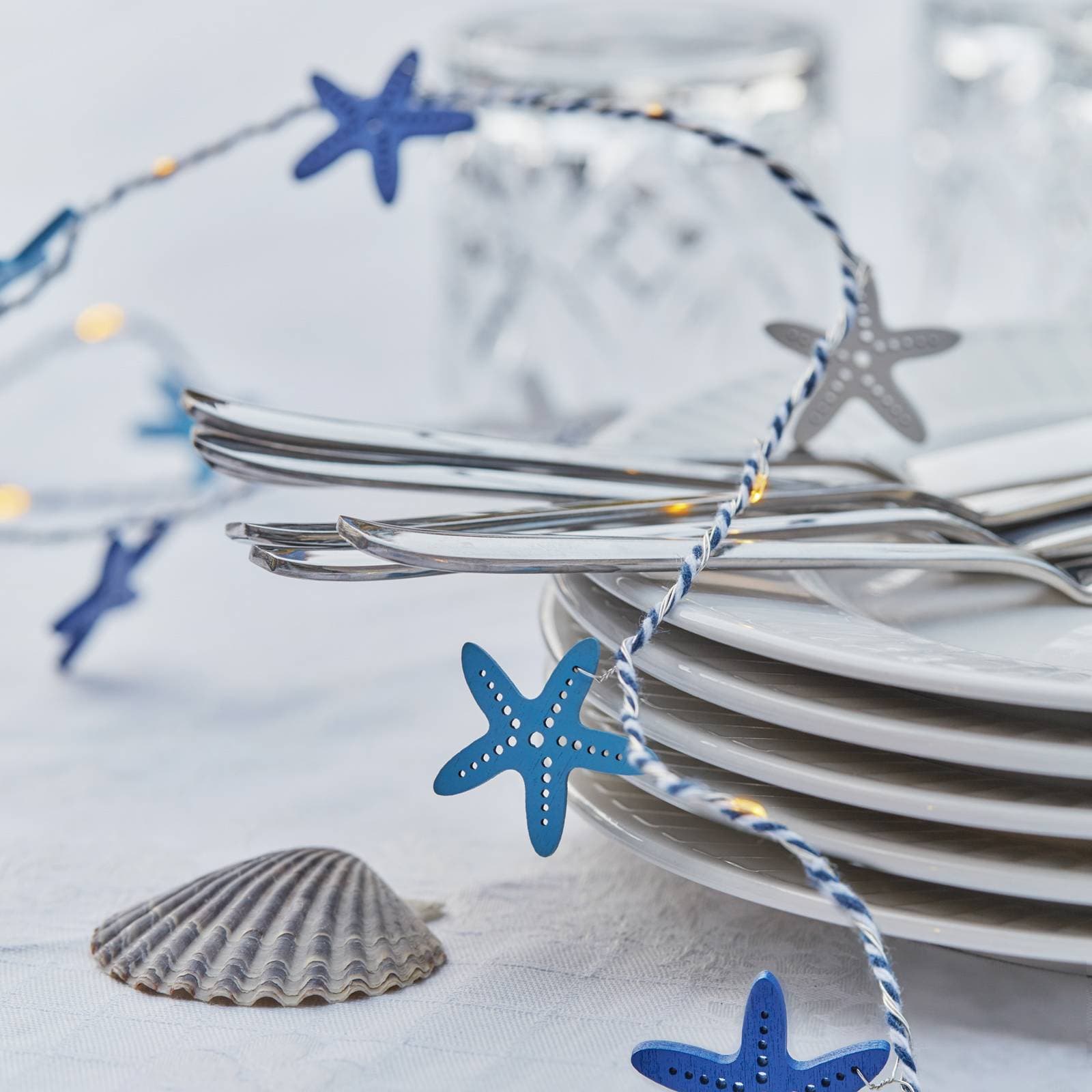 LED svetelná reťaz Selma Starfish modrá 20-flg. Napájanie batériami
