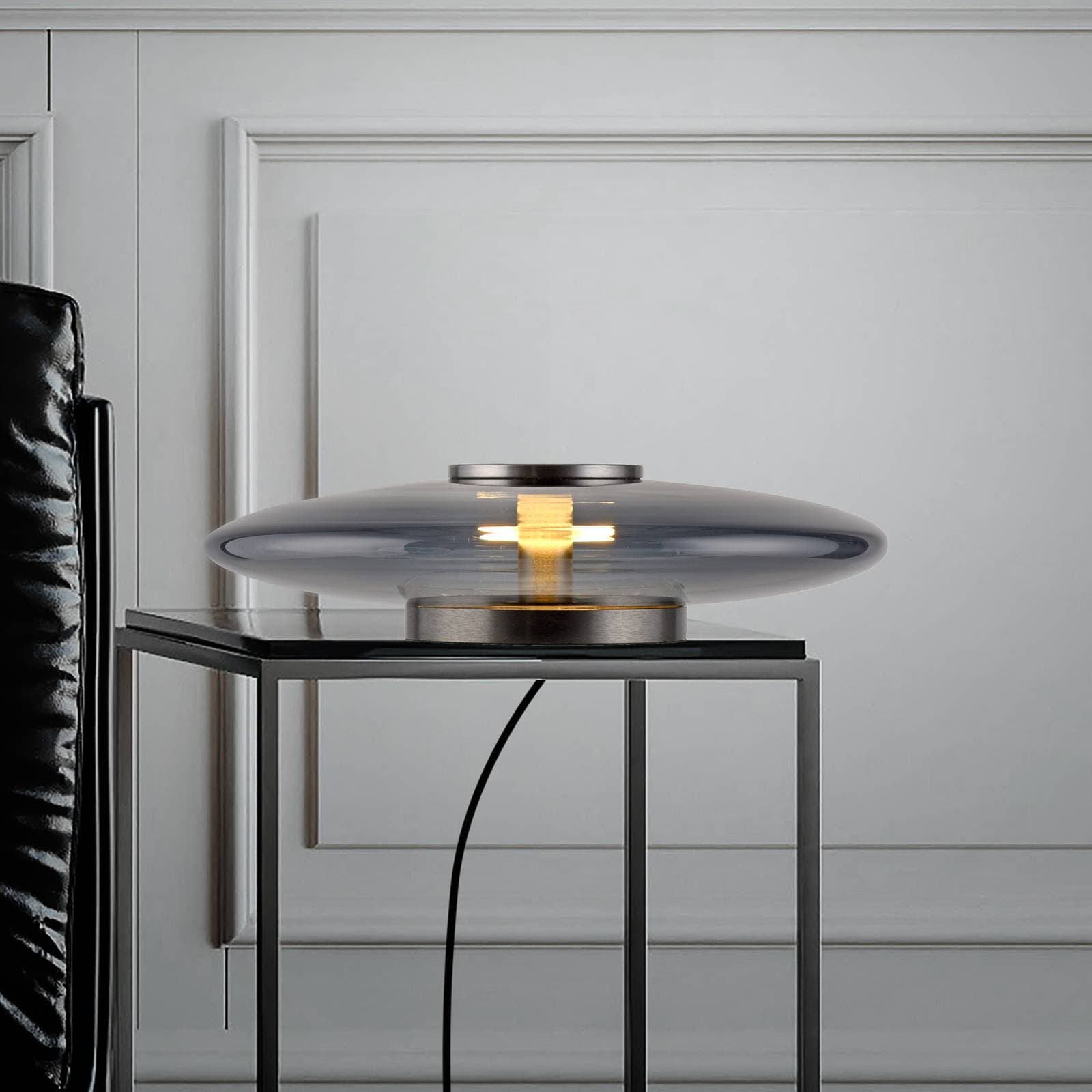 Stolová LED lampa PURE Vitrum, sivá, sklo/hliník, dotykový stmievač