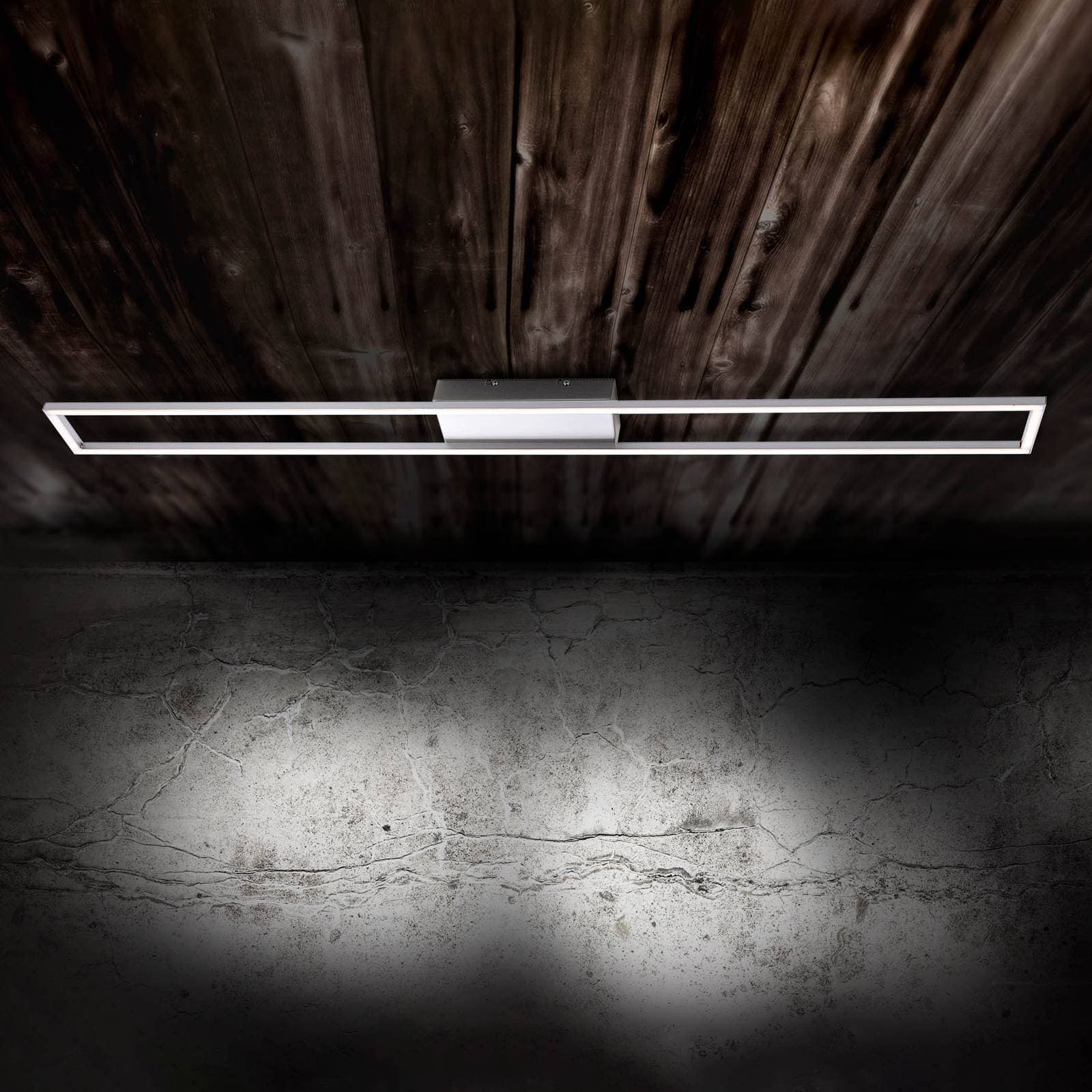 Stropné svietidlo Paul Neuhaus LED Inigo, oceľová farba, dĺžka 110 cm