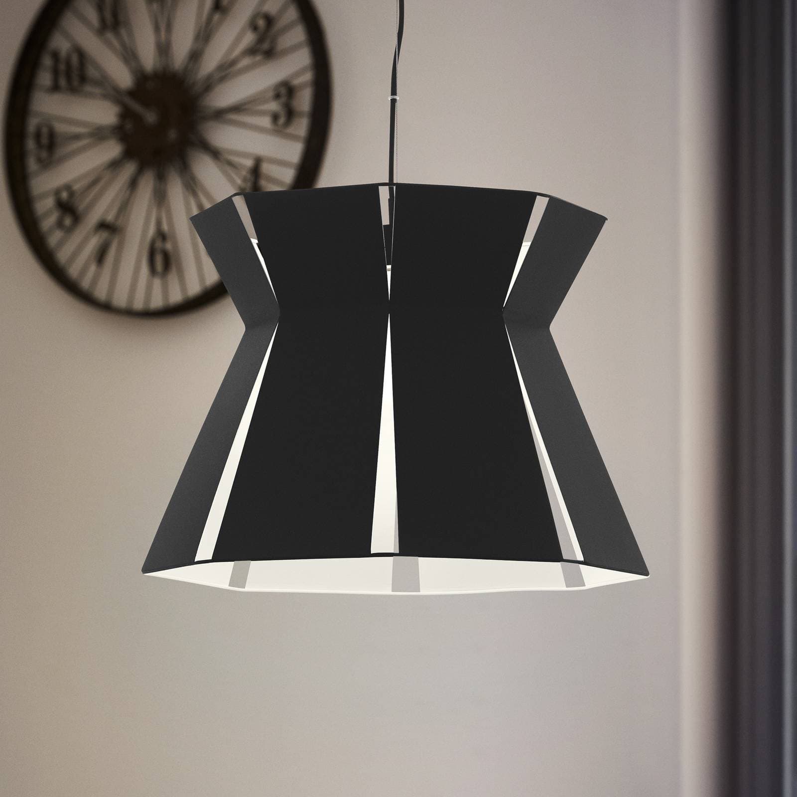 Závesná lampa Valecrosia, čierna, Ø 42 cm