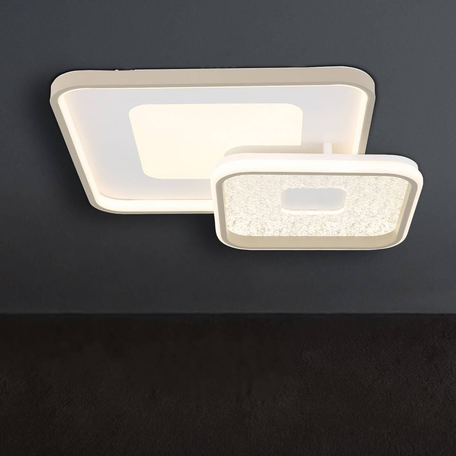Stropné LED svetlo Mosaiko, dĺžka 50 cm, biela/piesková farba kovu