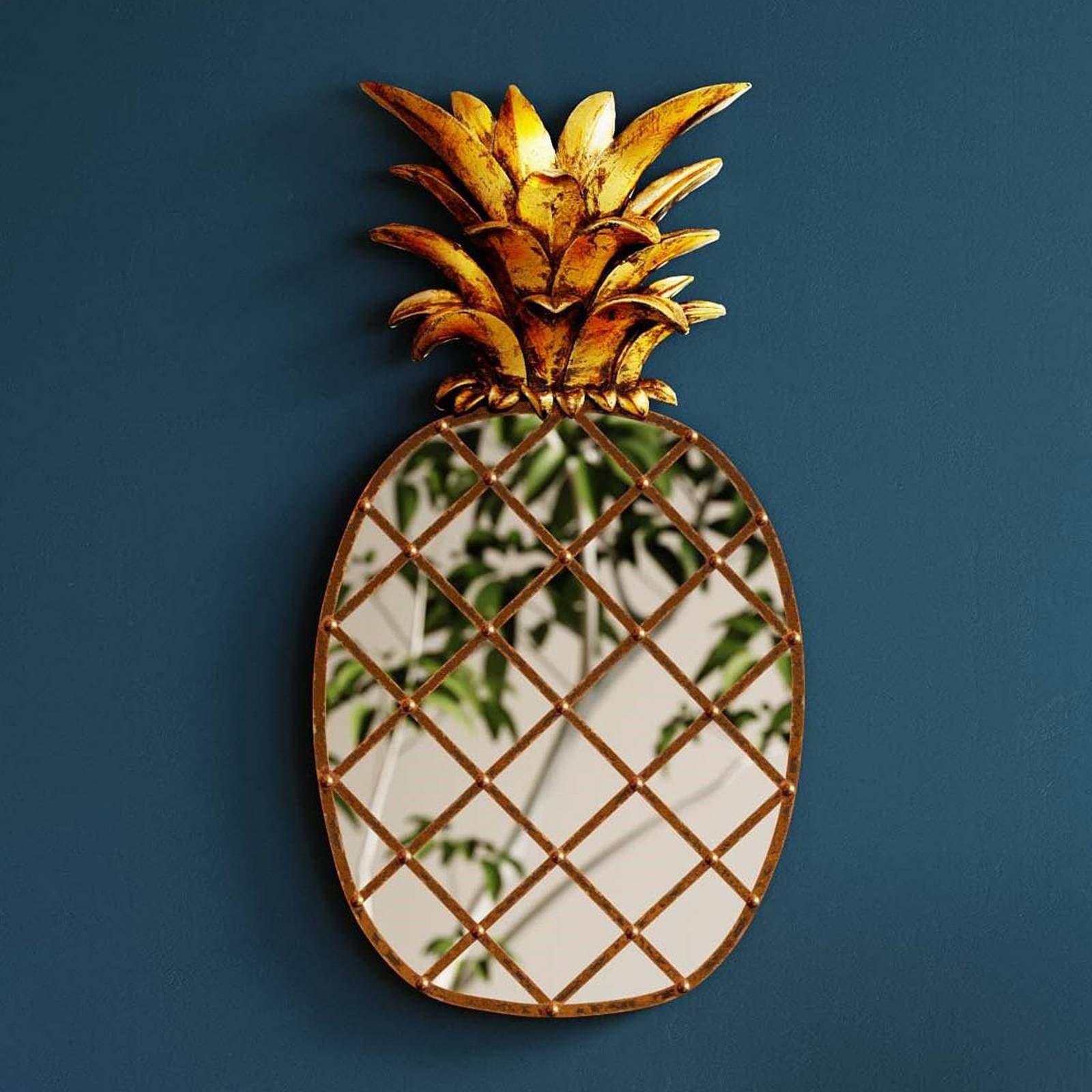 Nástenný objekt KARE Pina Zrkadlo, polyresin, sklo, 50 cm, zlatá farba
