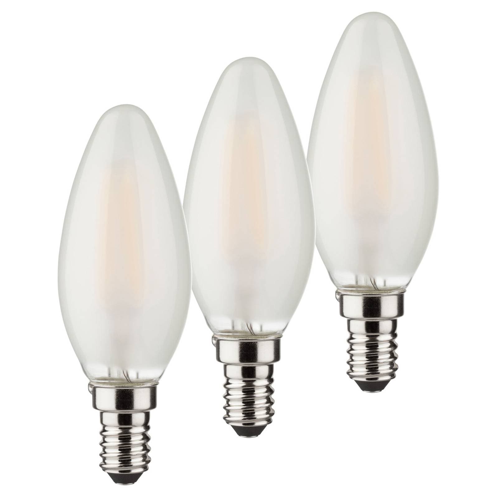 LED sviečka E14 4W 2 700K Set 3 kusov 470 lm matná