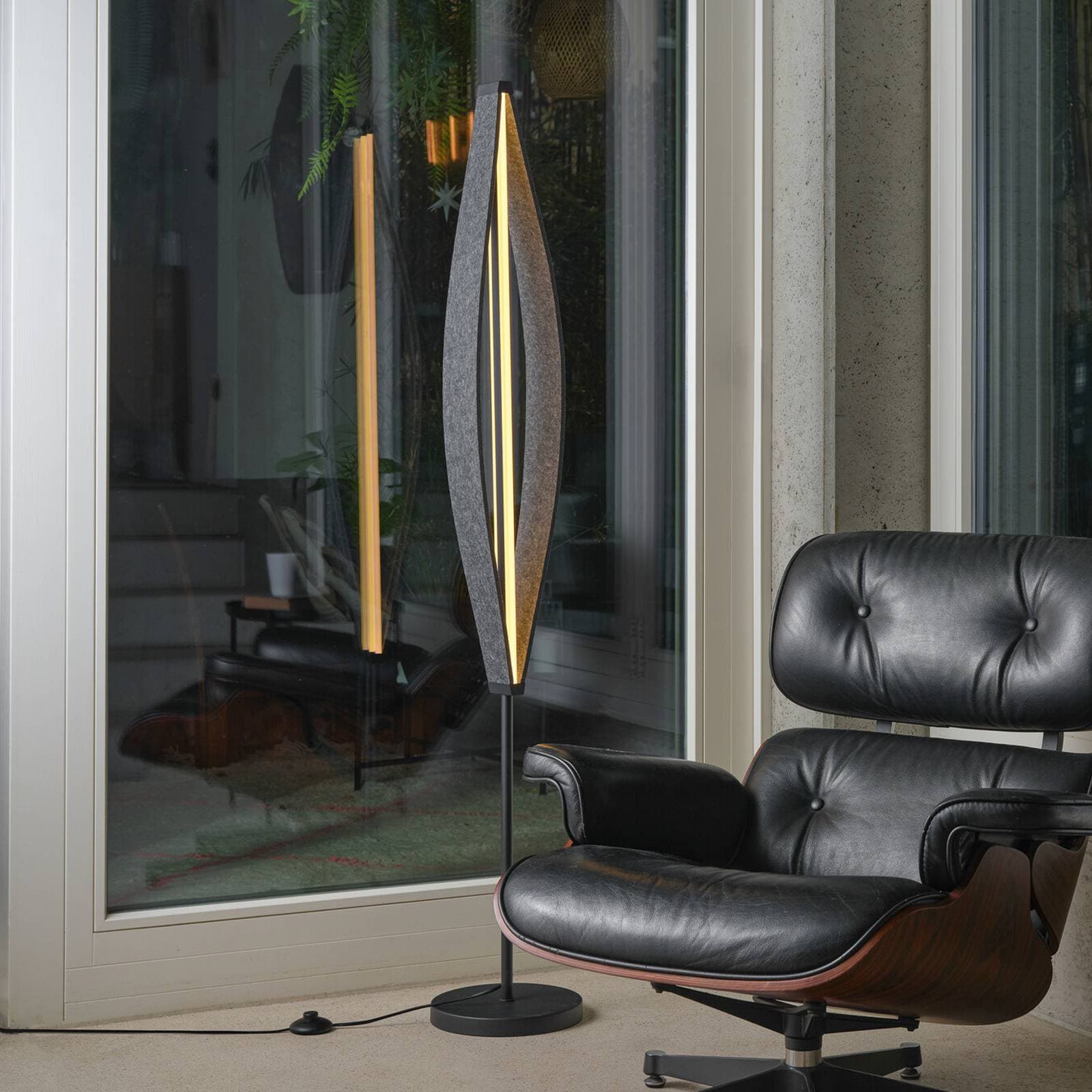 OSRAM LED stojacia lampa Decor Flat Felt, sivá, plsť, 3 000 K