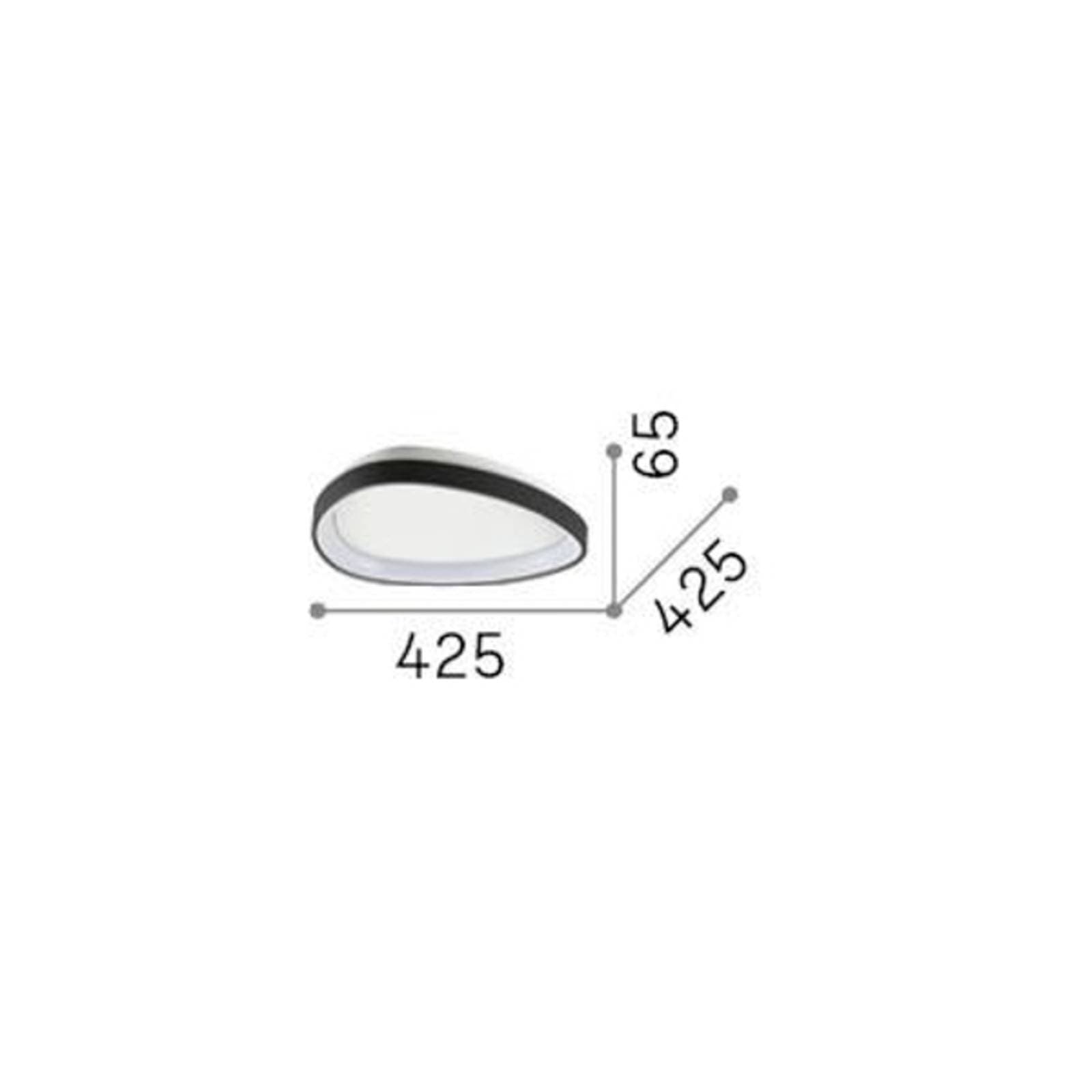 Stropné LED svetlo IDEAL LUX Gemini, čierne, 42 cm, 3000 K, zapnutie/vypnutie