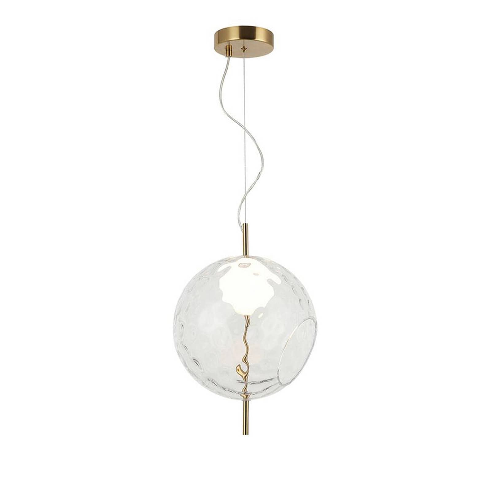 LED závesné svietidlo Dalia, číre/zlaté, Ø 30 cm, sklo