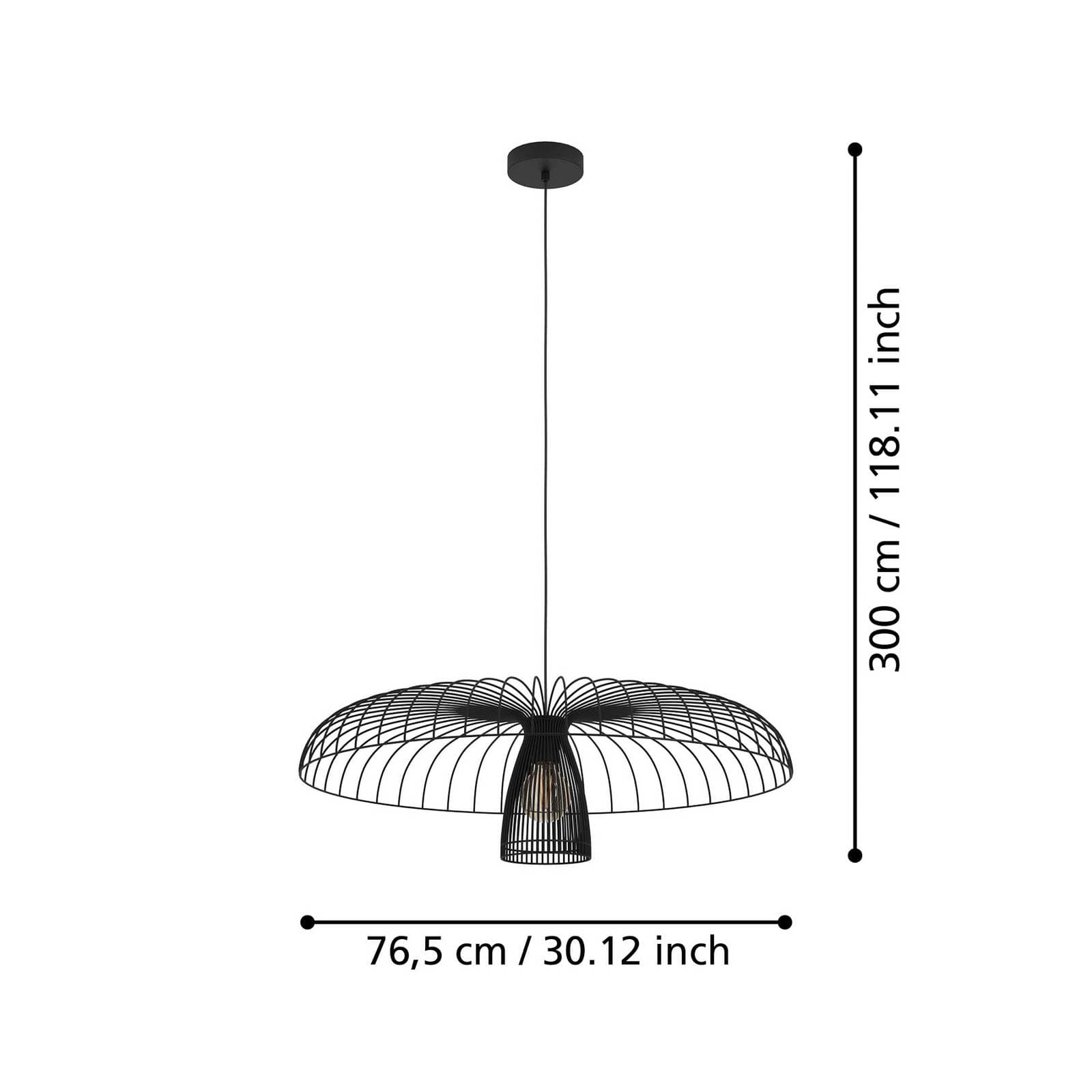 Závesné svietidlo Stars of Light Champerico, čierna, Ø 77 cm, sklo