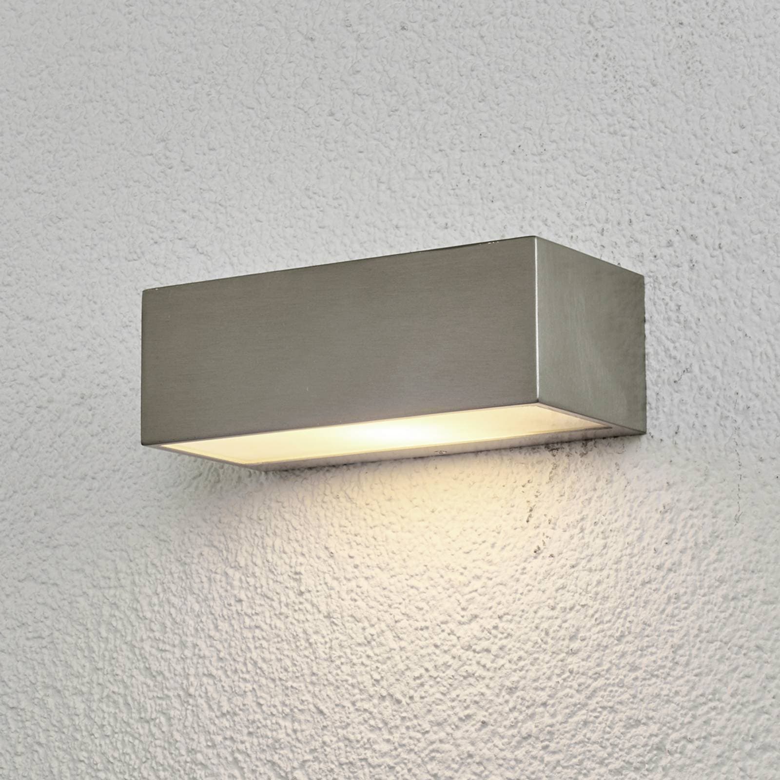 Lindby vonkajšie nástenné svietidlo Leonora, 20 cm, hranaté, nerezová oceľ