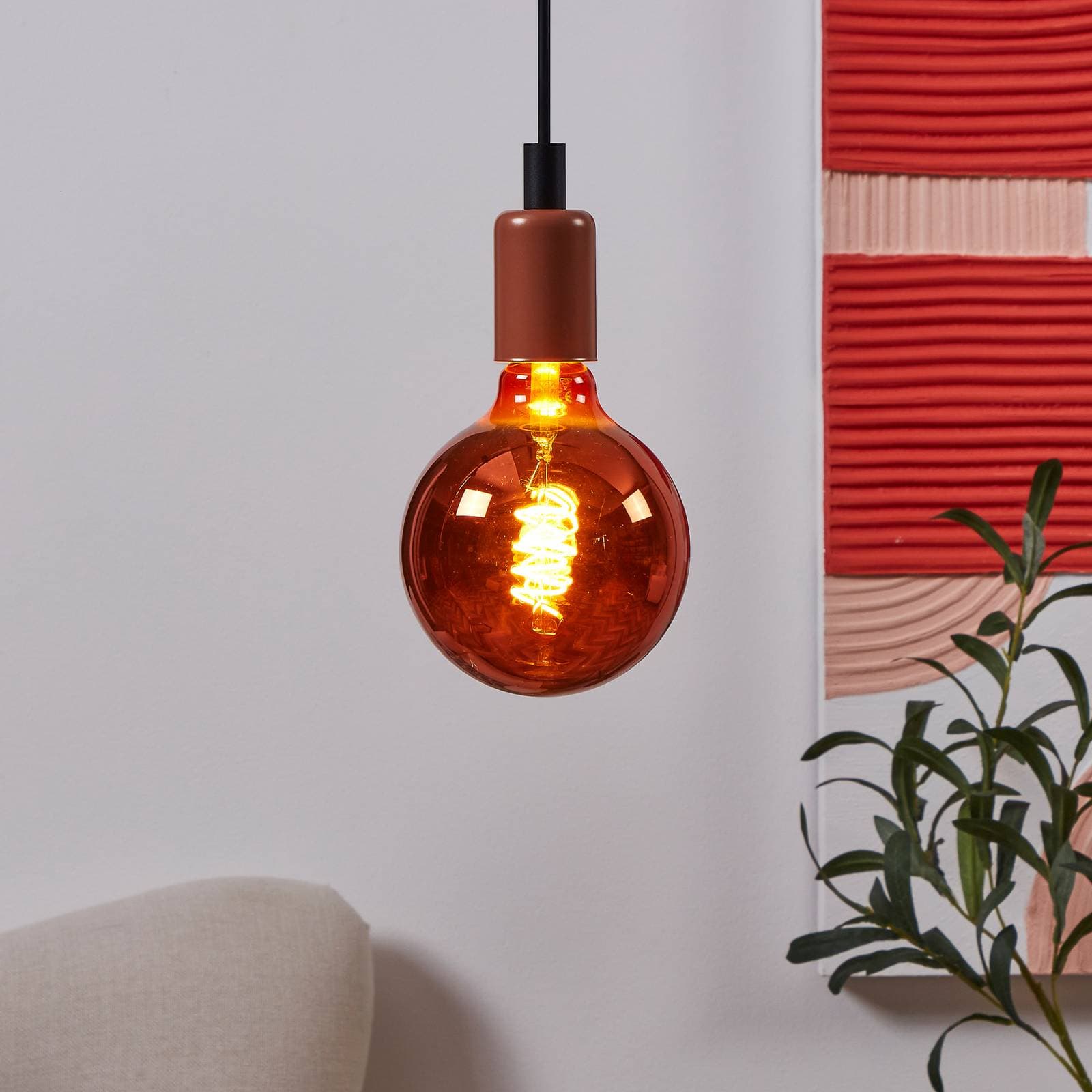 LED globe E27 G125 4W 2 000K filament medená