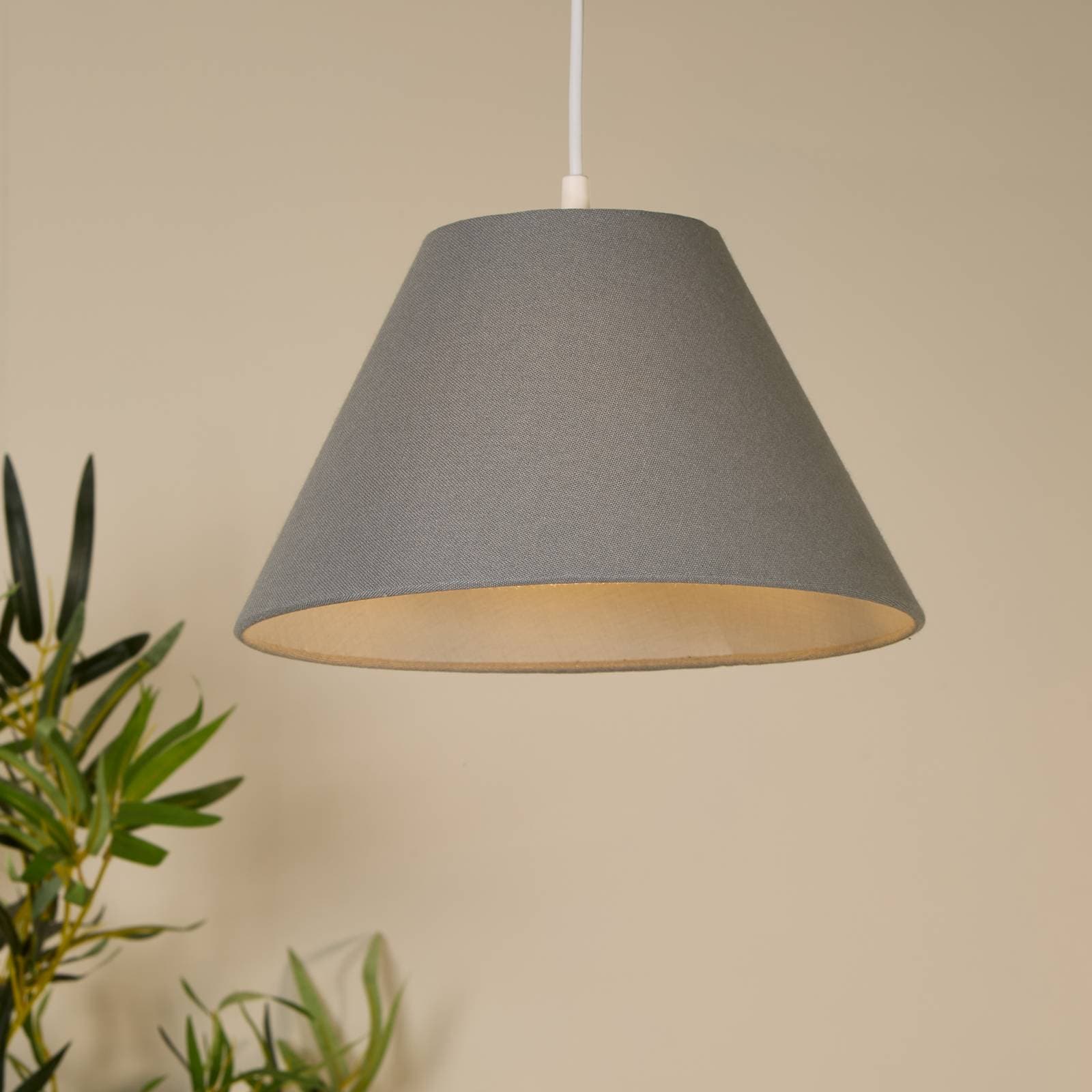 Závesné svietidlo Lyta, sivá, Ø 28 cm, textil, E27, kužeľový tvar