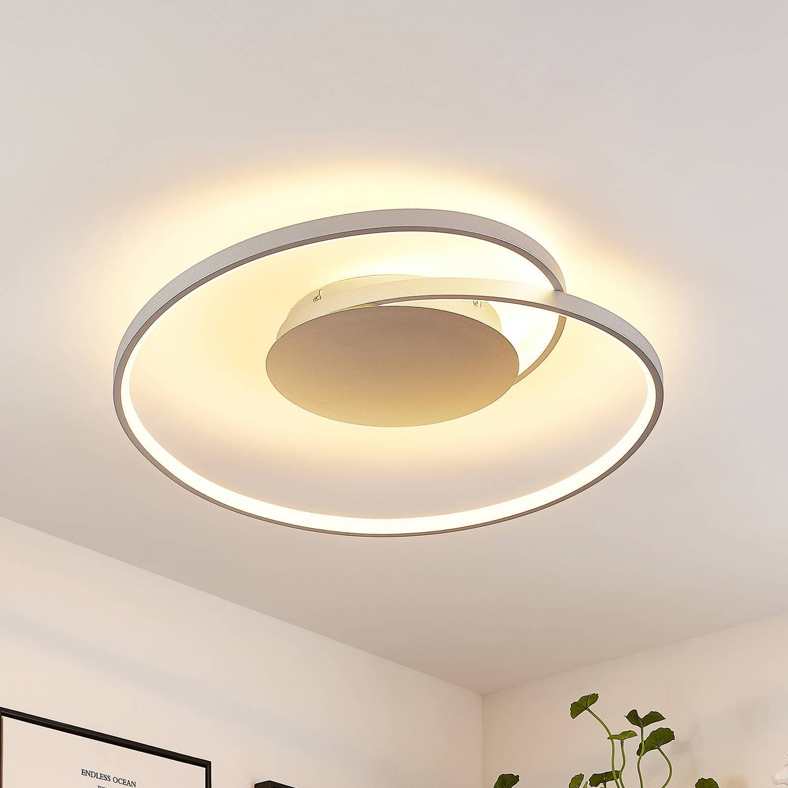 Stropné svietidlo Lucande LED Enesa, 63 cm, CCT, diaľkové ovládanie,