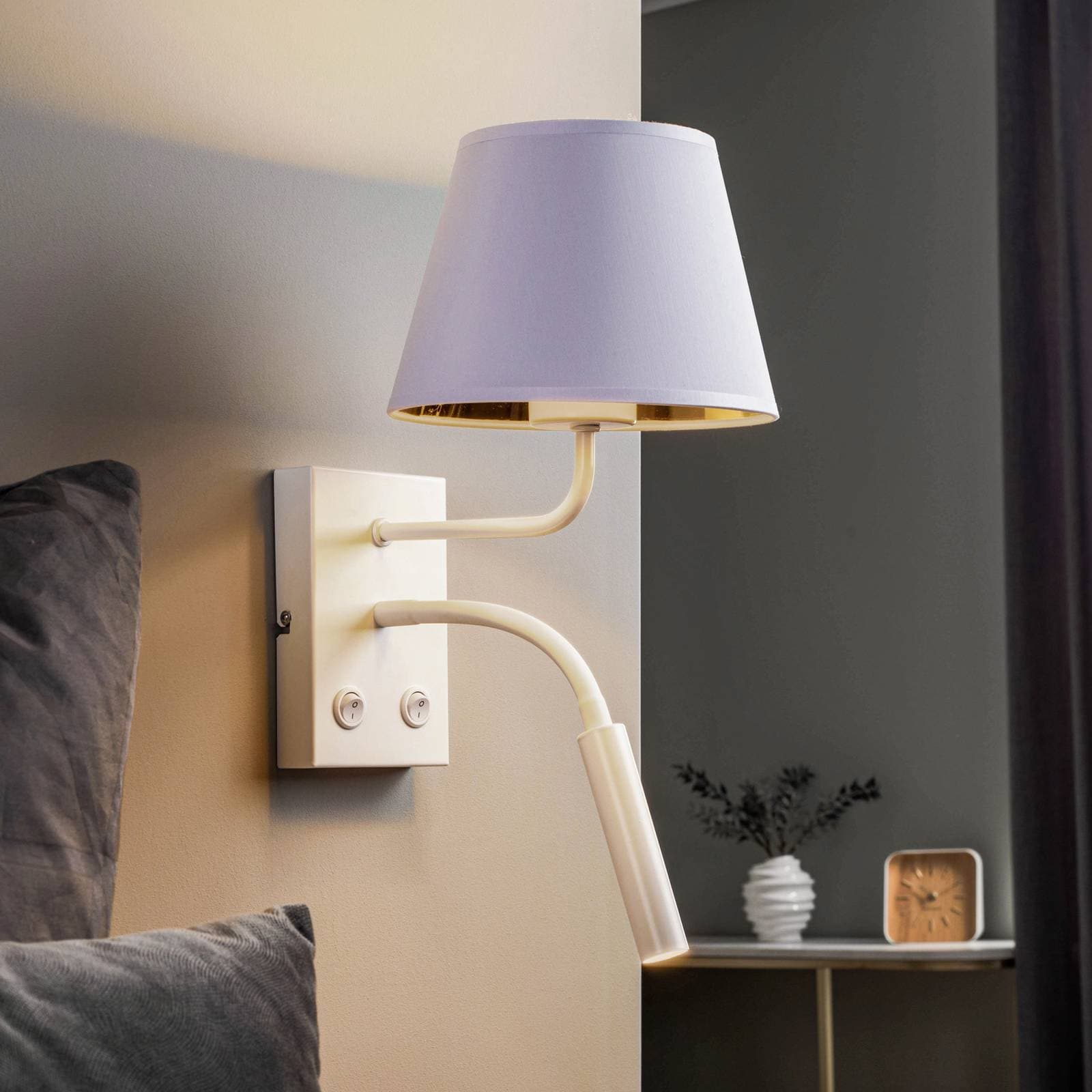 Nástenné svetlo Soho, kužeľové, lampa na citanie biela/zlatá