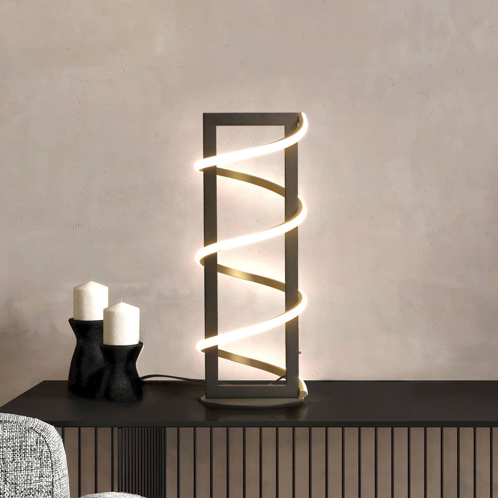 Stolová LED lampa Gwen, čierna, výška 45 cm, CCT, dotykový stmievač