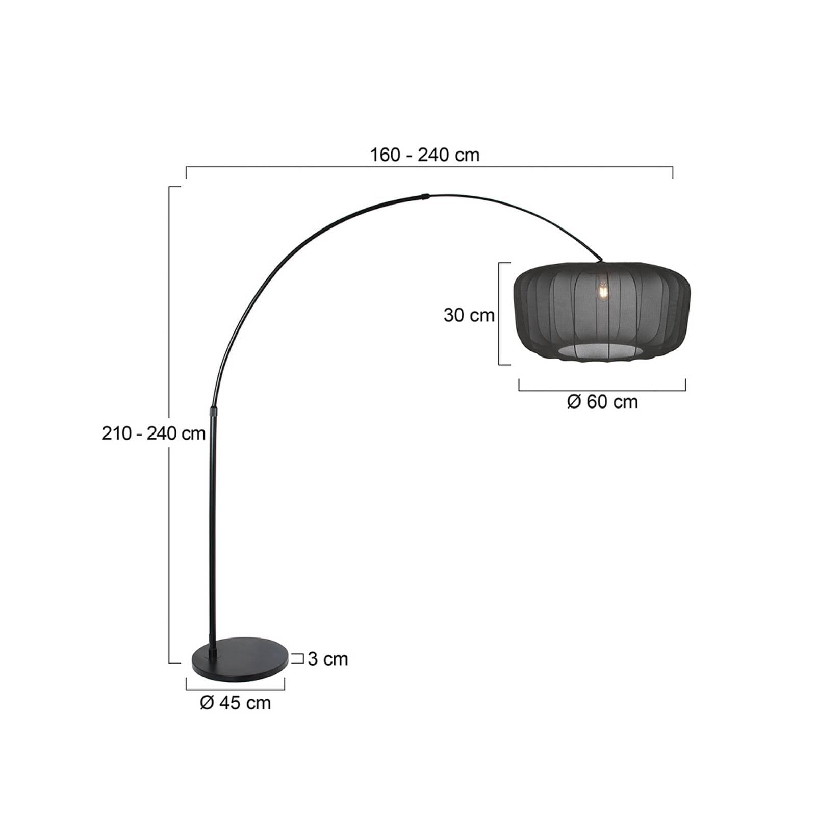 Stojacia lampa Sparkled Light, čierna/čierny nylon, 240 cm