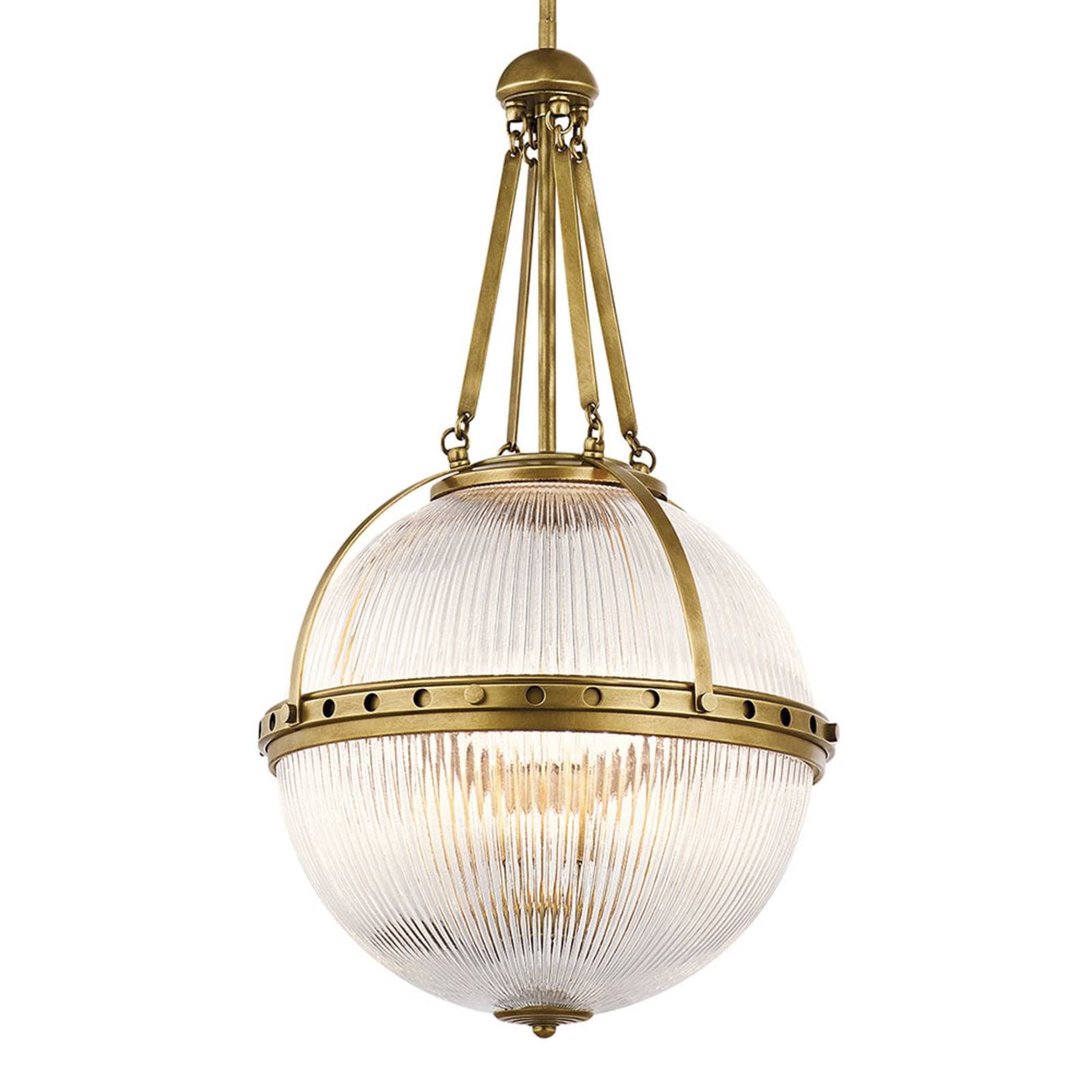 Guľatá závesná lampa Aster, mosadz