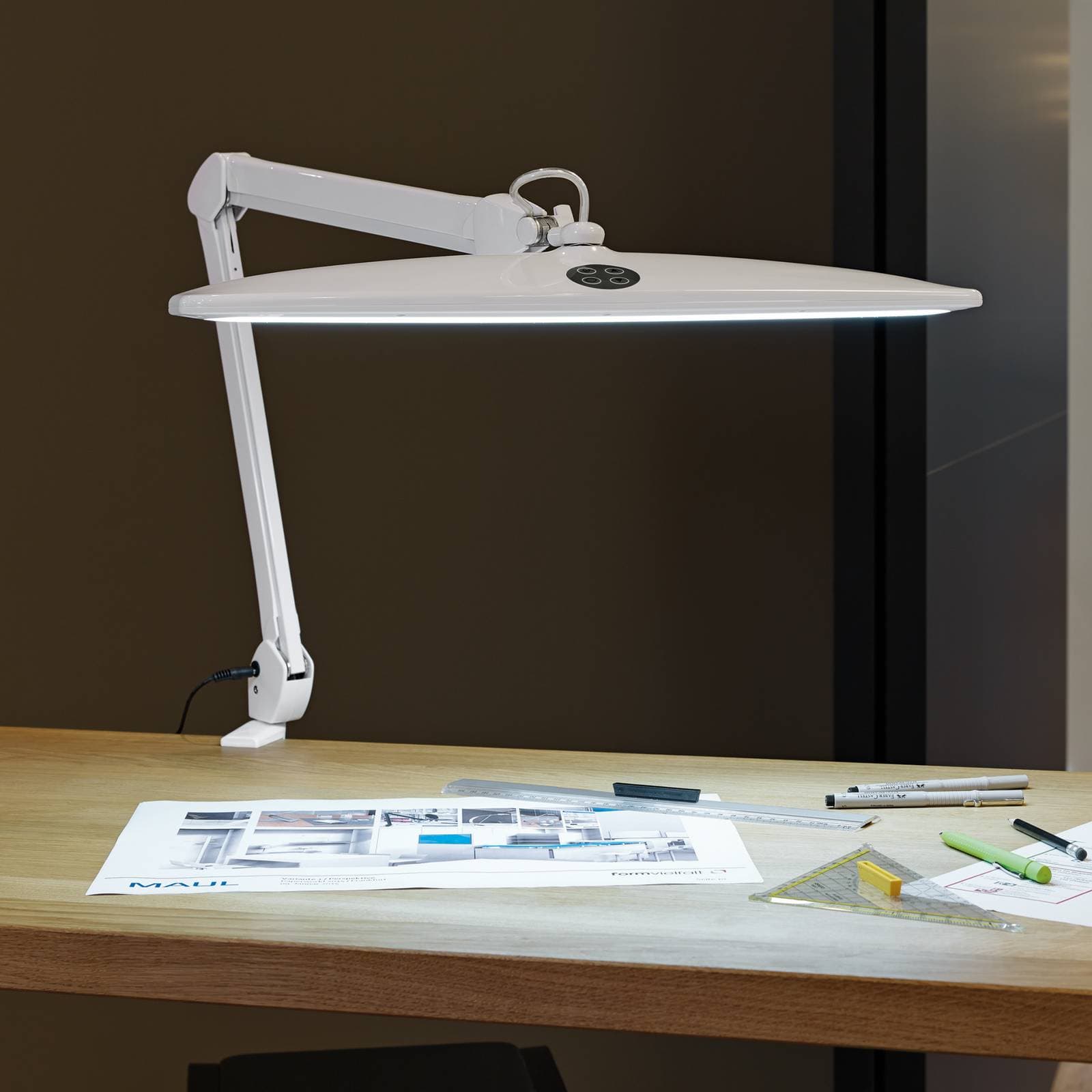 LED svietidlo MAULwork, biele, výška 50 cm, stmievateľné