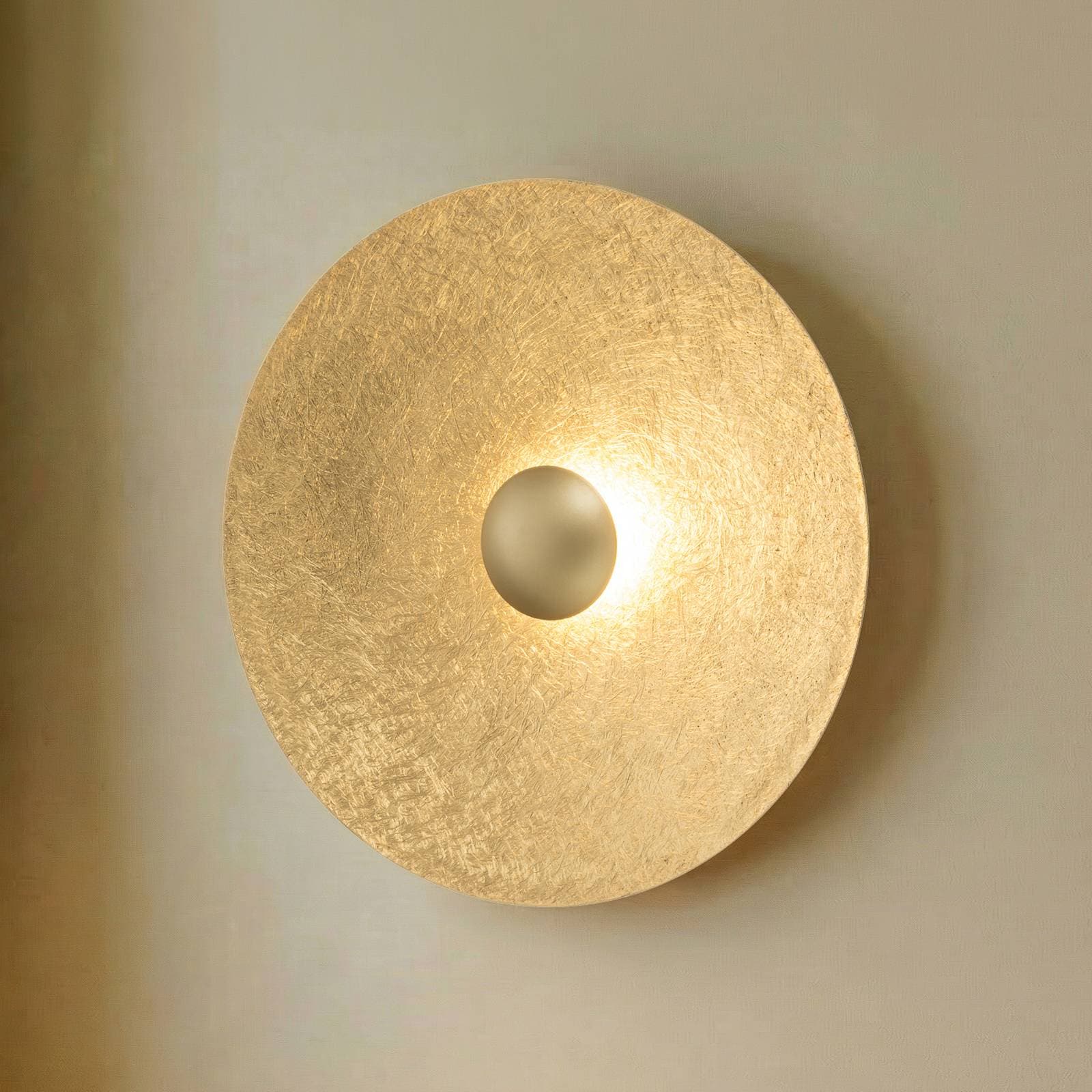 LED nástenné svetlo Sole M, Ø 65 cm, zlatá farba, oceľ, 3 000 K