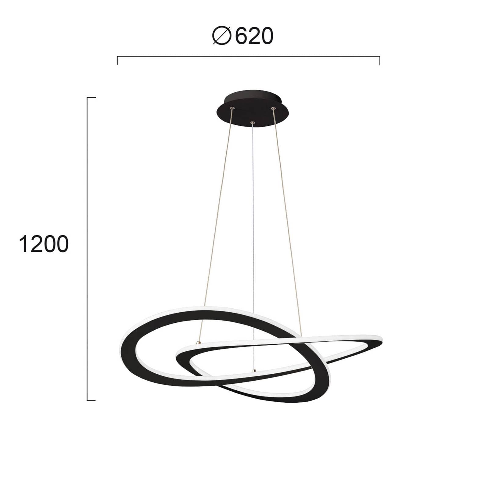 Závesné LED svietidlo Charlie, Ø 62 cm, čierne