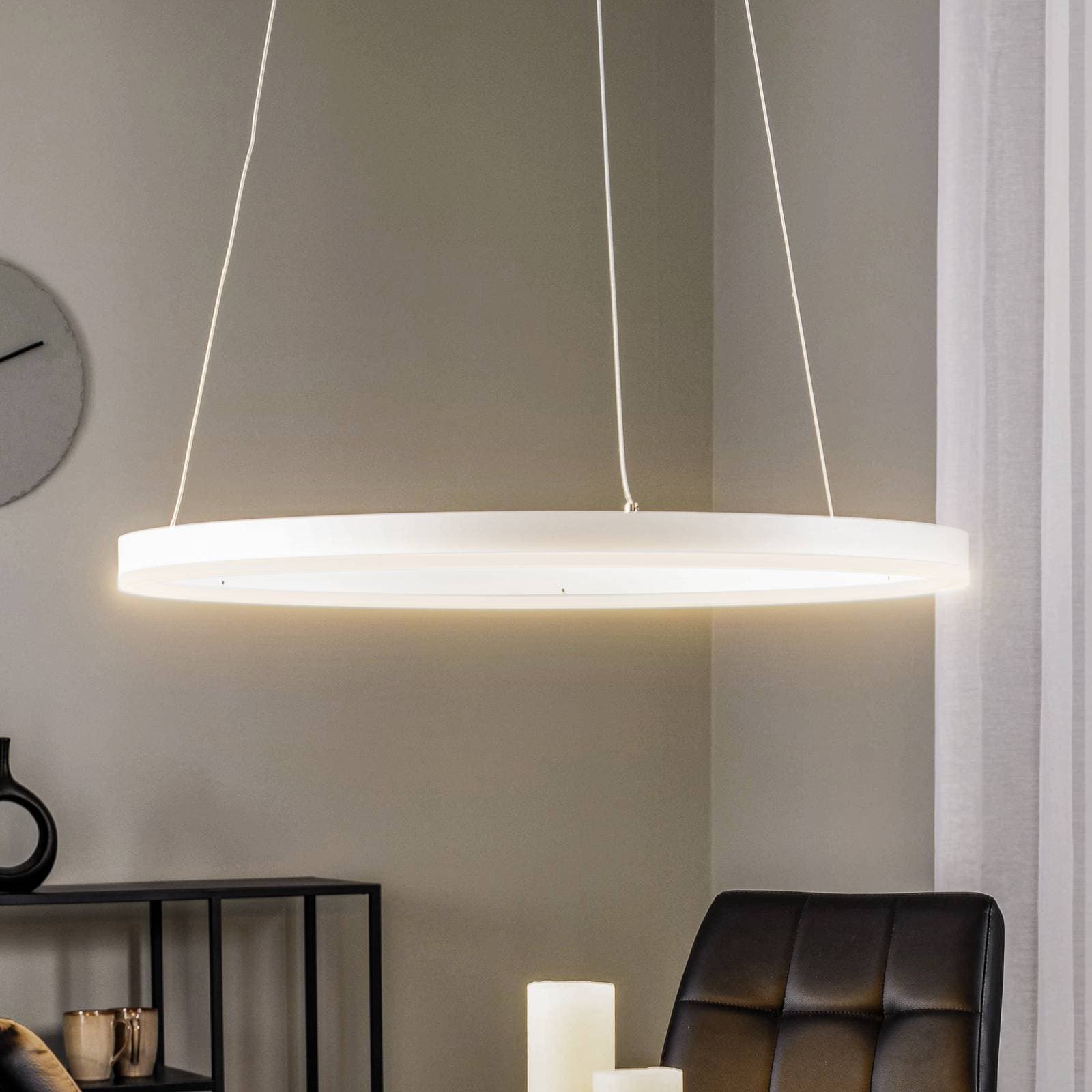 LED závesné svietidlo Arcchio Albiona, biele, 1 krúžok, Ø 60 cm