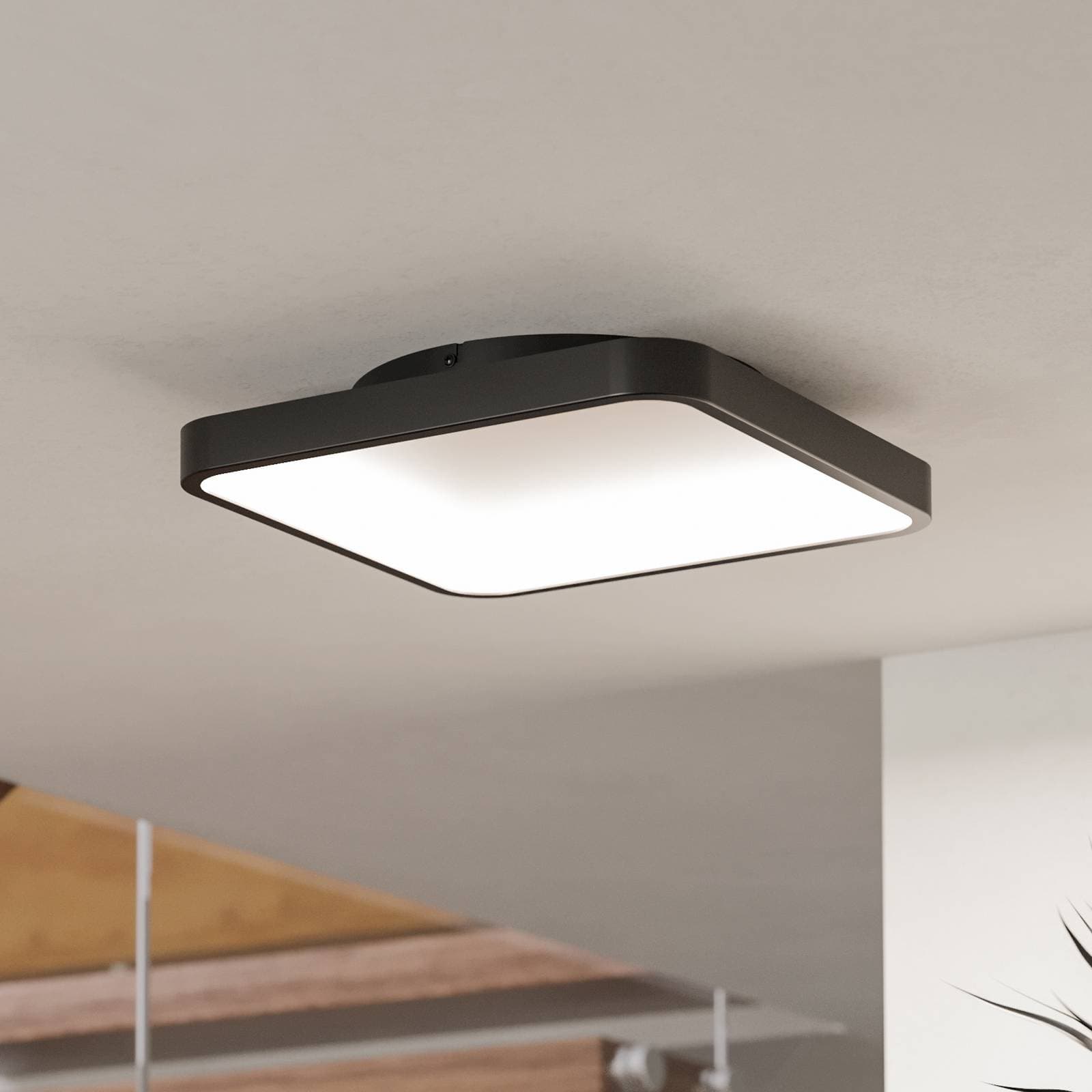 EGLO connect Smart stropné LED svetlo Loretello-Z, hranaté, čierne
