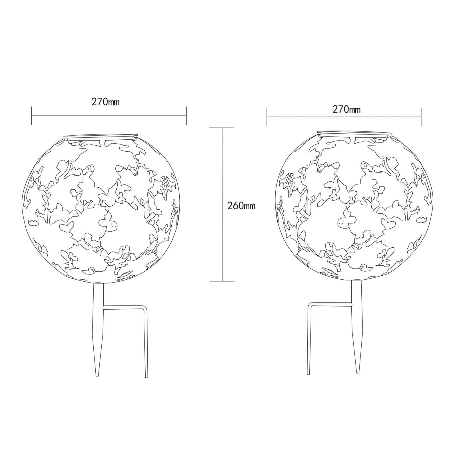 LED solárne svetlo 36749S guľa Ø 27 cm, strieborná, zemný hrot