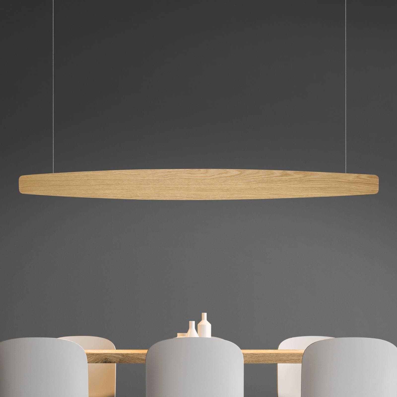 Quitani LED závesné svetlo Persida, 148 cm, dub, 2 700 K