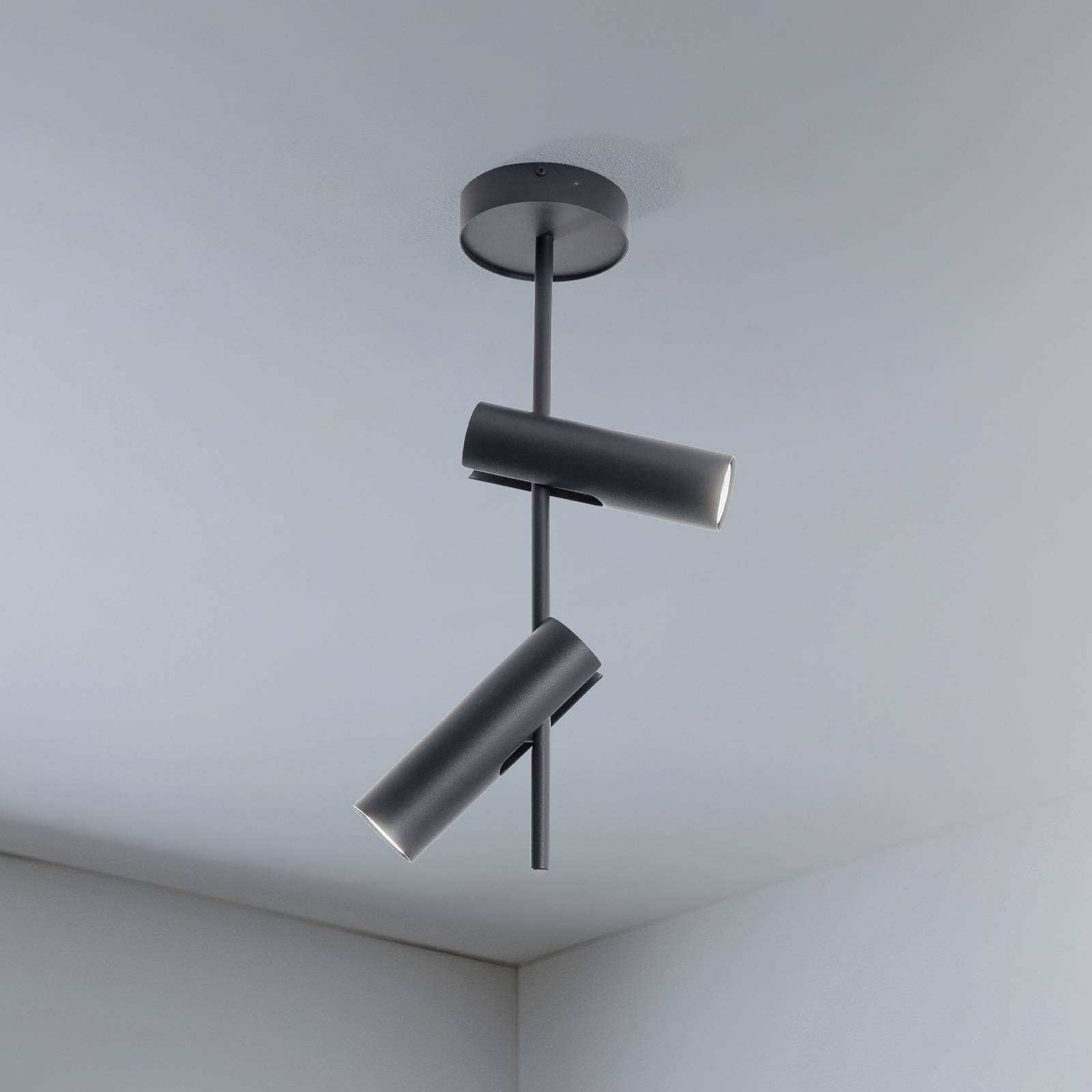 Stropné bodové svetlá Leda 2, antracit, 2-pl., oceľ, výška 55 cm