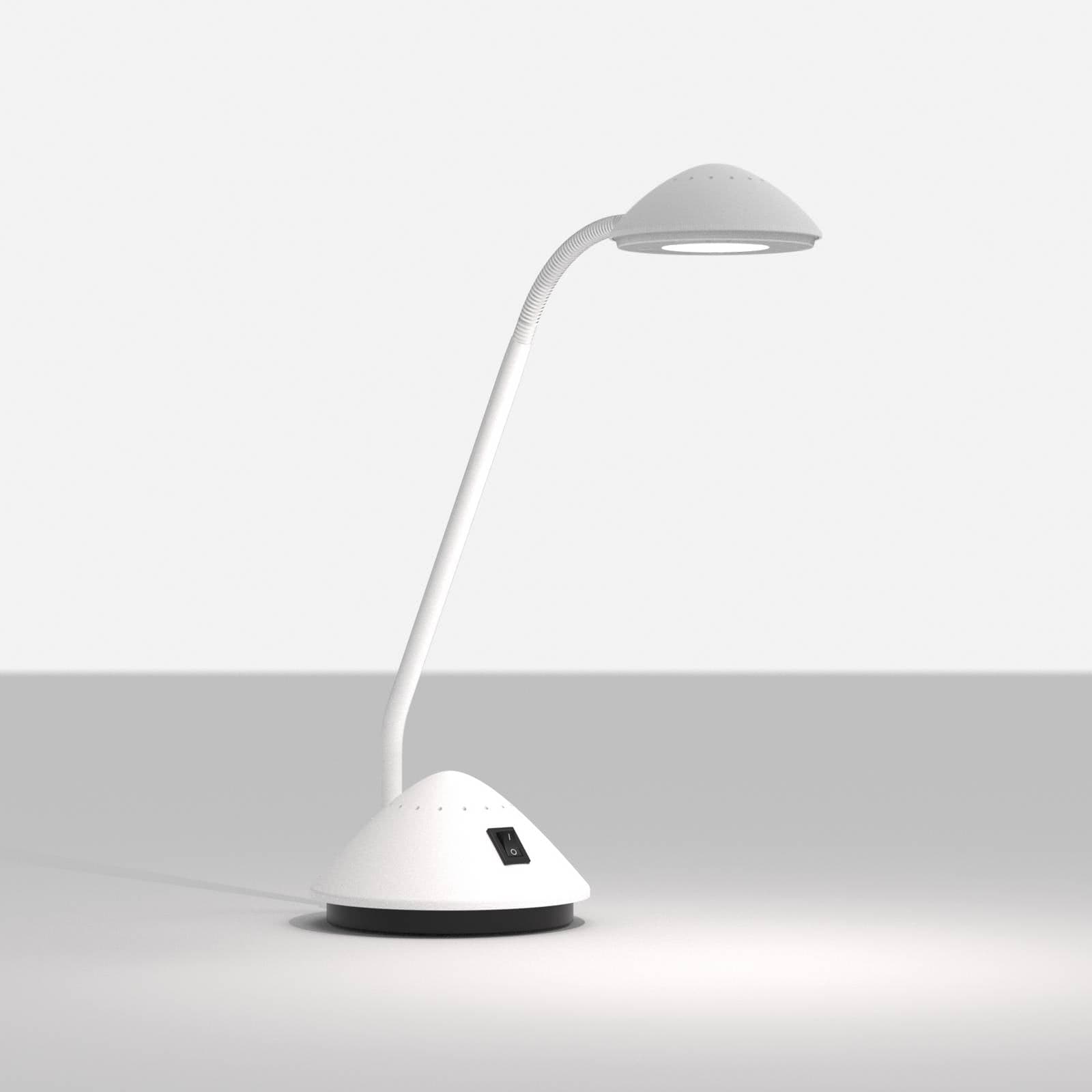 Stolová LED lampa MAULarc, biela, výška 38 cm, flexibilná