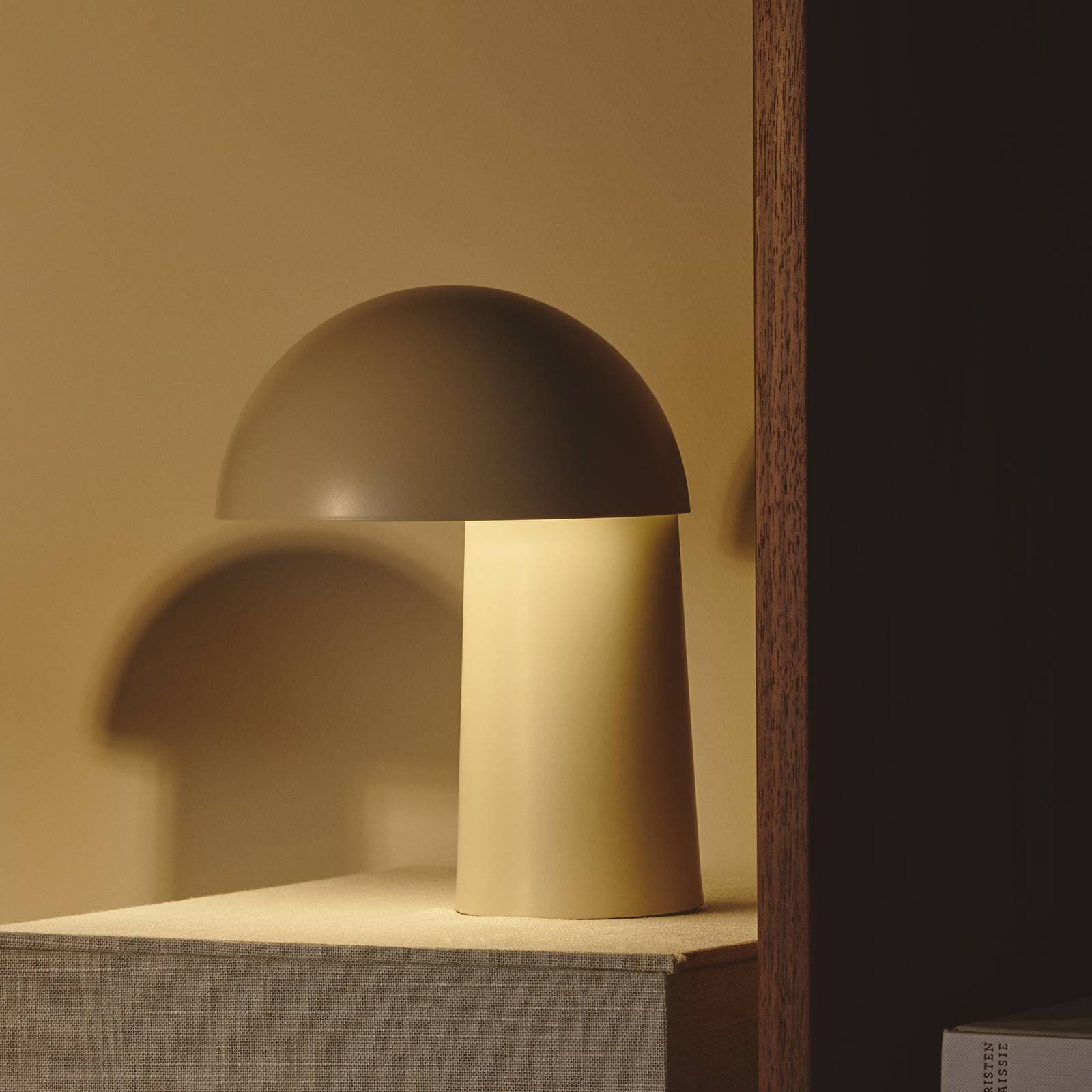 LED stolná lampa na batérie Faye Portable, béžová, stmievateľná, USB