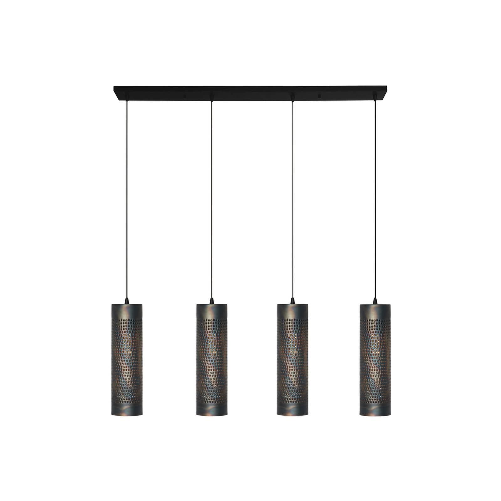 Závesné svietidlo Forato, dĺžka 120 cm, hnedá farba, 4 svetlá, kov