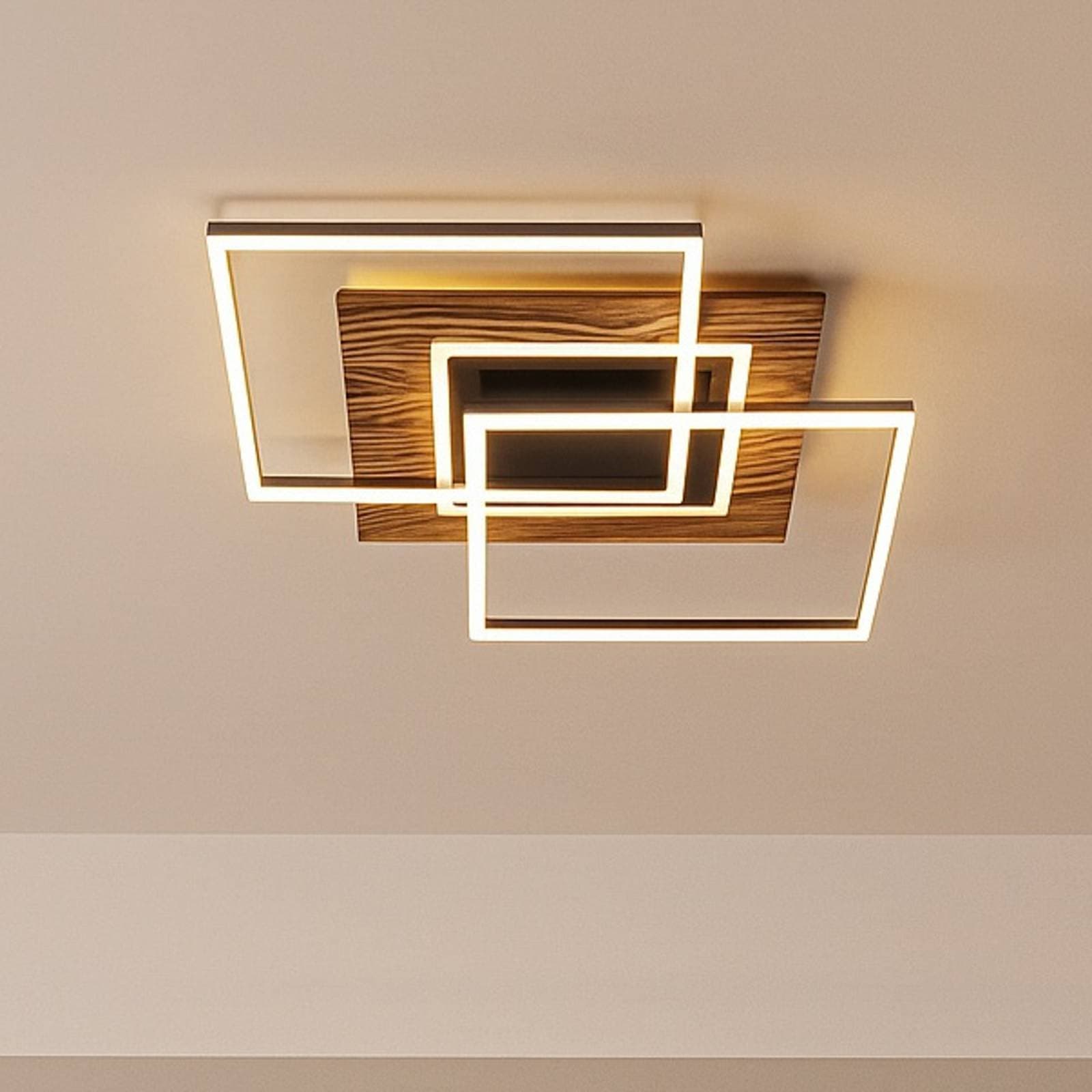 Stropné LED svetlo Atacama M Plus, dub/čierna, drevo, RGBW