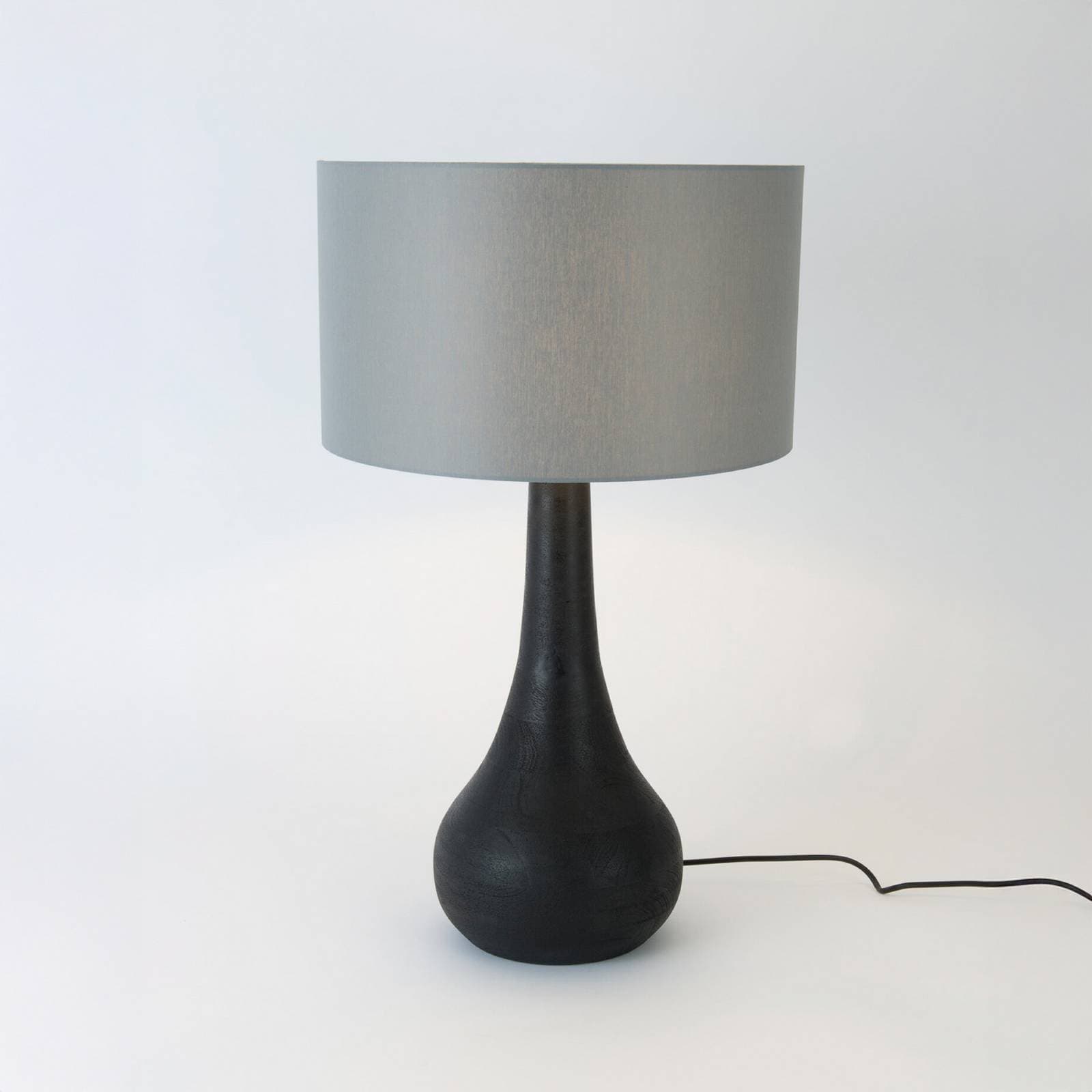 Stolová lampa RODOLFO, čierna/sivá, výška 63 cm, drevo/chintz