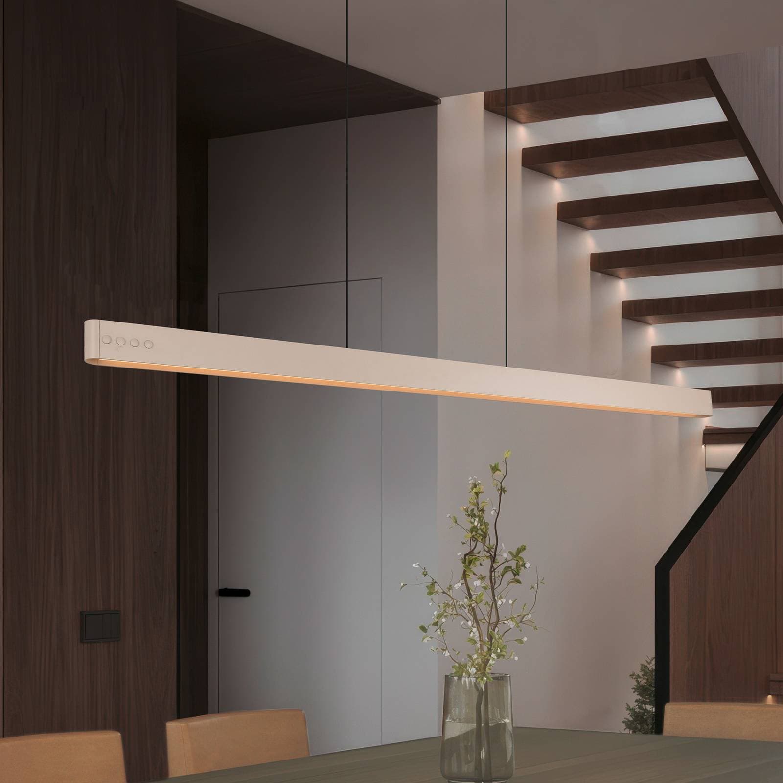 LED závesné svietidlo Donegal, béžová farba, dĺžka 150 cm, CCT