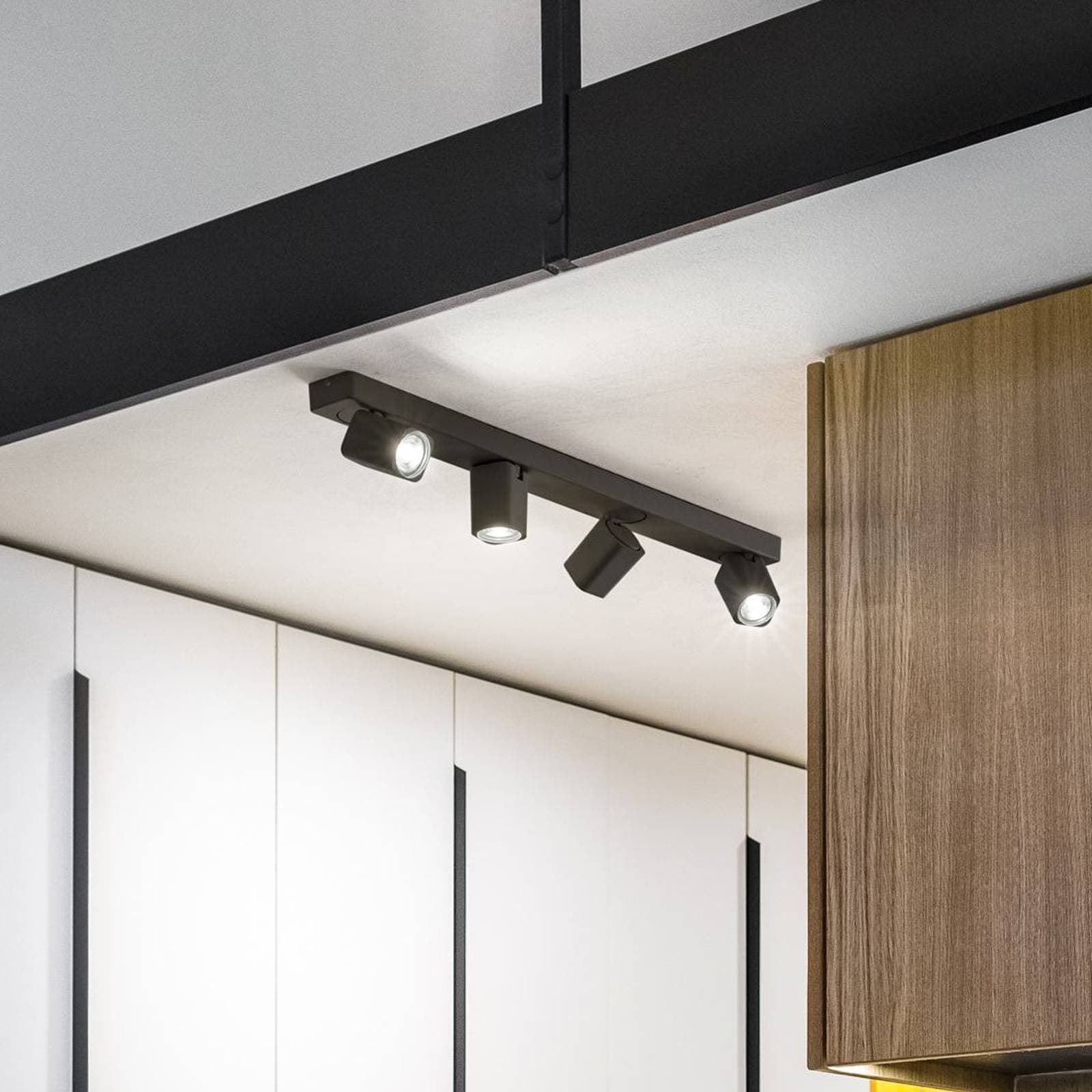 Ideal Lux Rudy Square stropné bodové svietidlo, čierne, 4 svetlá, kov