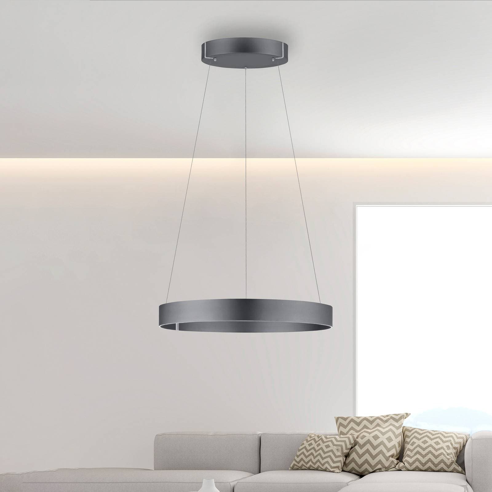 LED závesné svietidlo PURE E-Clipse, mystic grey, Ø 70 cm, CCT
