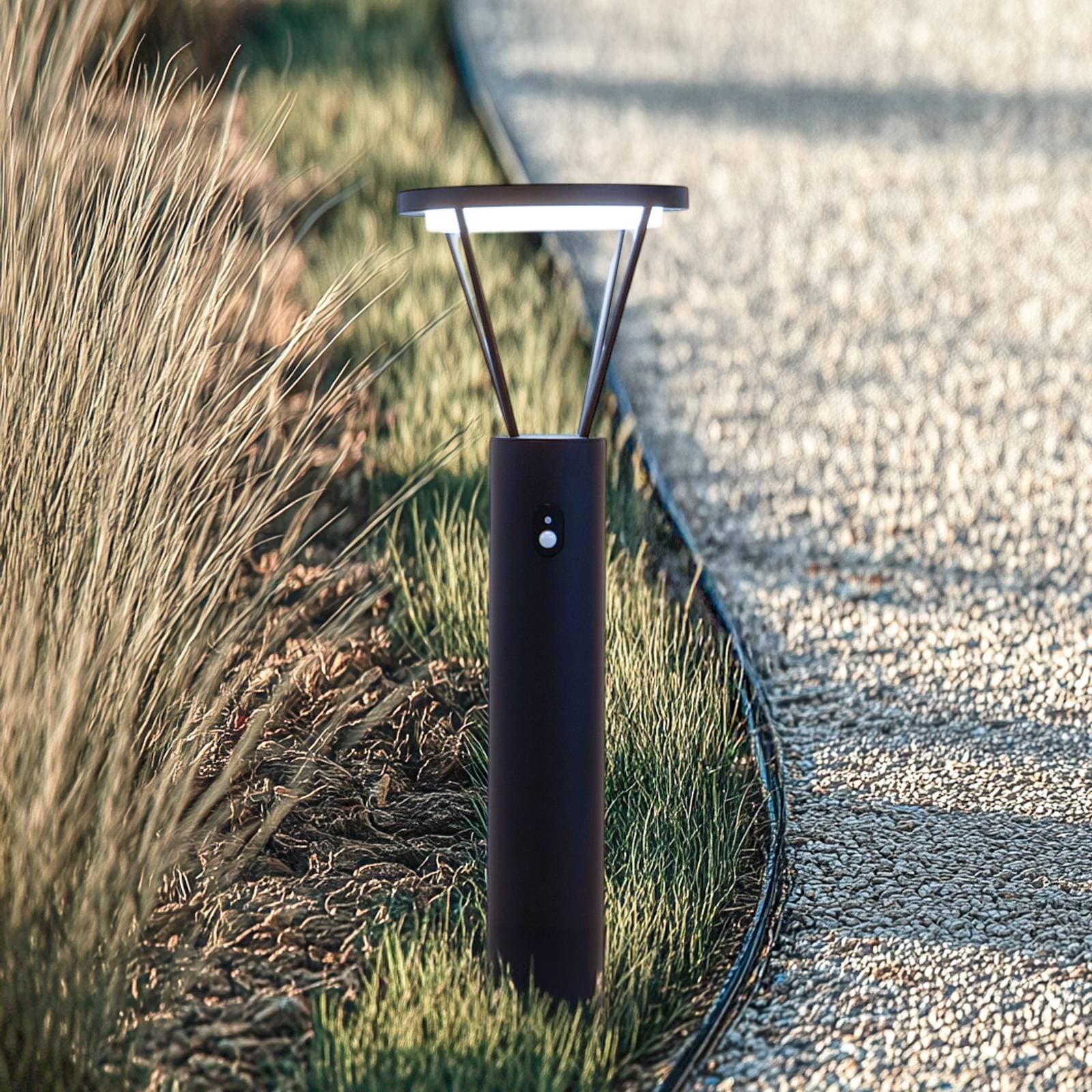 Lucande LED solárna vlnová lampa Elario, 80 cm, CCT, senzor