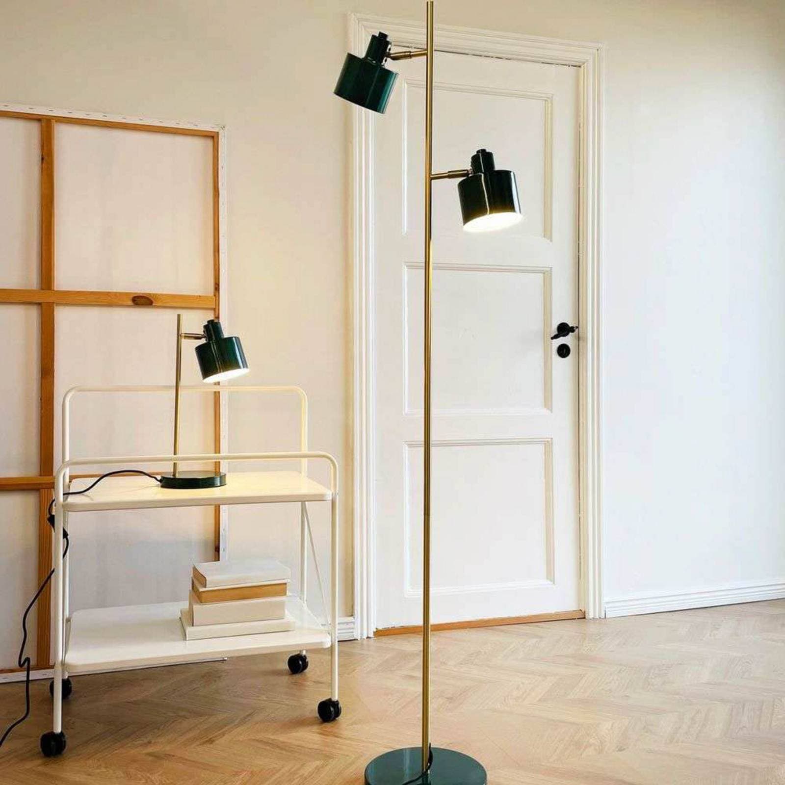 Dyberg Larsen Stojacia lampa Ocean, tmavozelená, 160 cm, 2-pl.