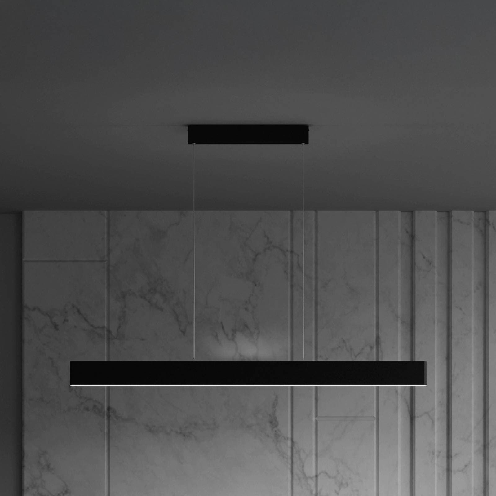 Maytoni LED závesné svietidlo Step, čierne, 118,5 cm, 3 000 K, hliník