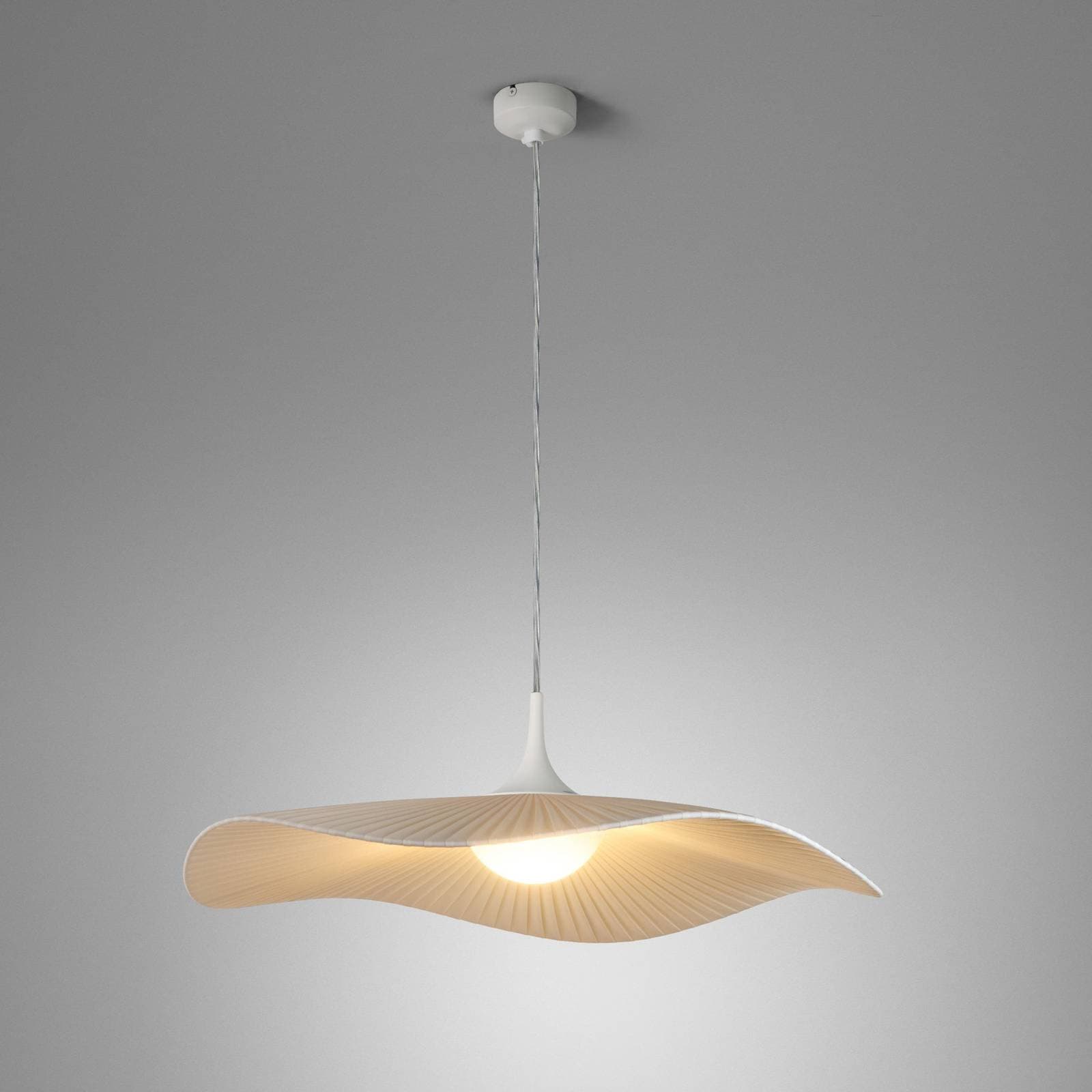 Bover LED závesná lampa Mediterránia, krémová farba, Ø 52 cm