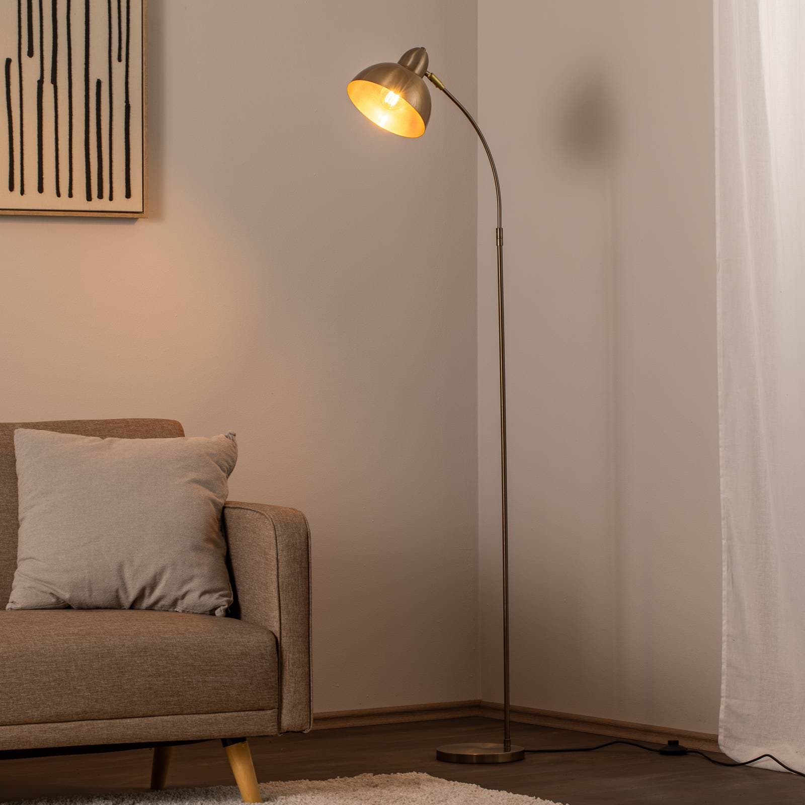 Stojacia lampa Varzan, zlatá, kov, výška 162 cm, E27