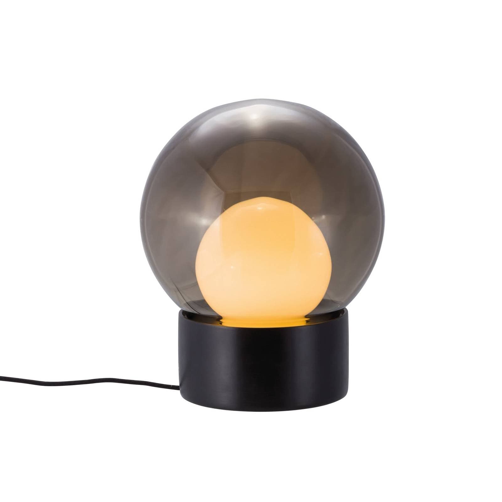 stolová lampa Pulpo Boule Small, dymová sivá/opálová/čierna, sklo