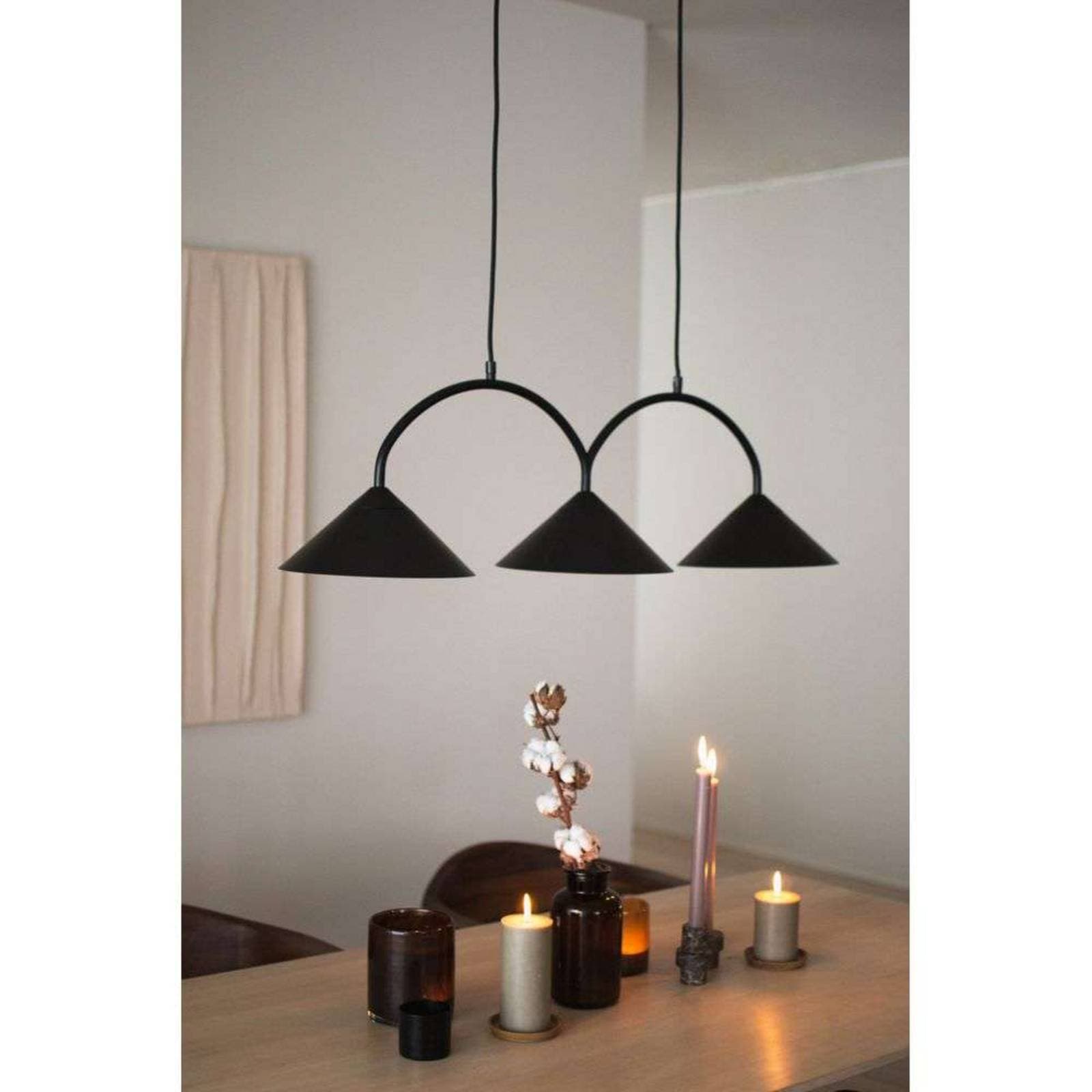 Globen Lighting závesné svietidlo CURVE 3, čierna, 3-pl., 95 cm