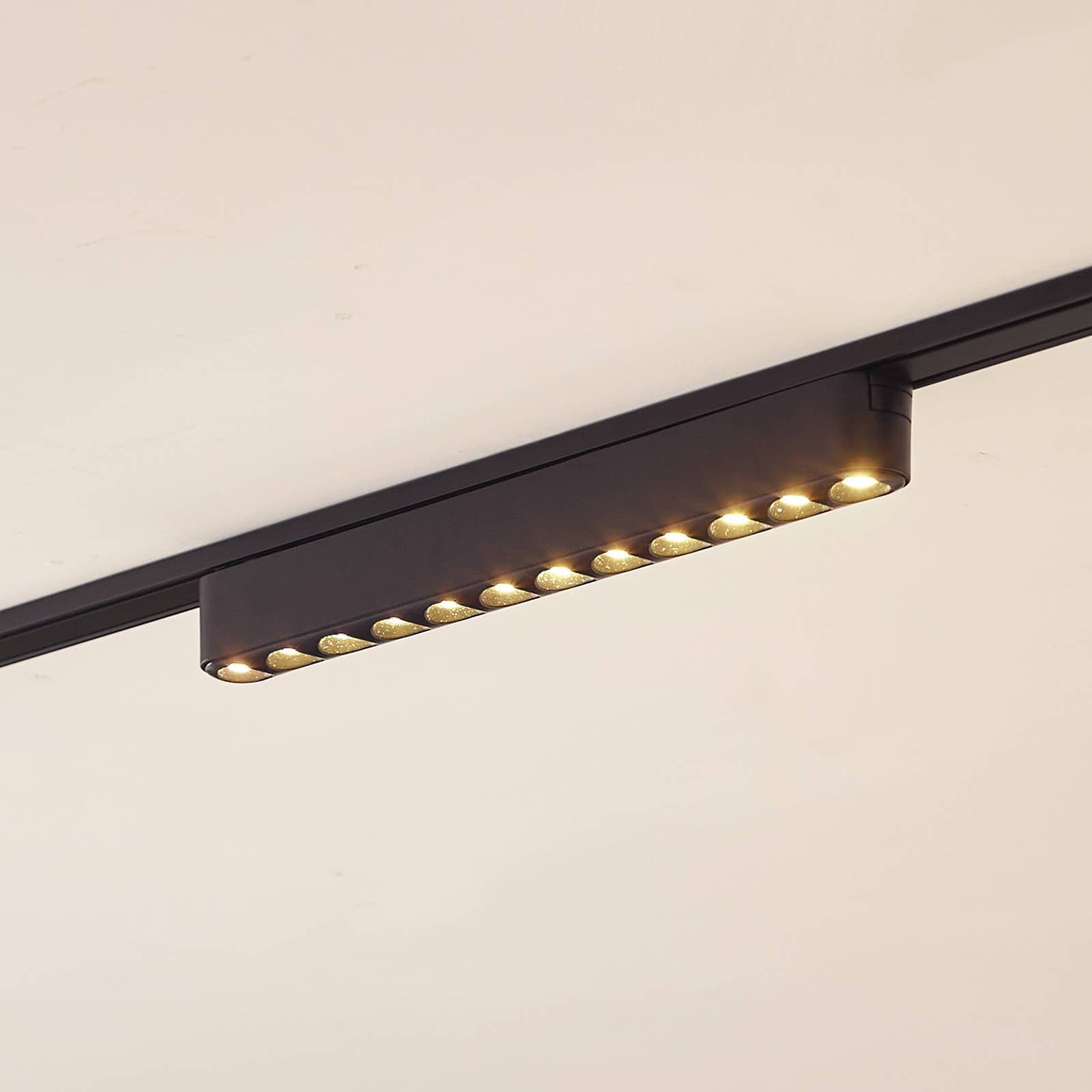 Lindby LED pásik 48V Lumaro, čierny, 12 bodov, 2,4 cm, stmievateľný