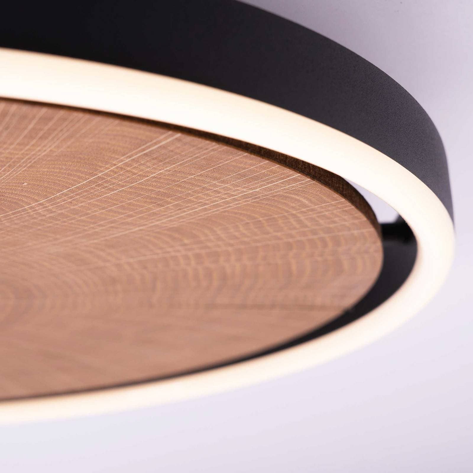 Stropné LED svetlo Havana S, drevo/kov, Ø 40 cm
