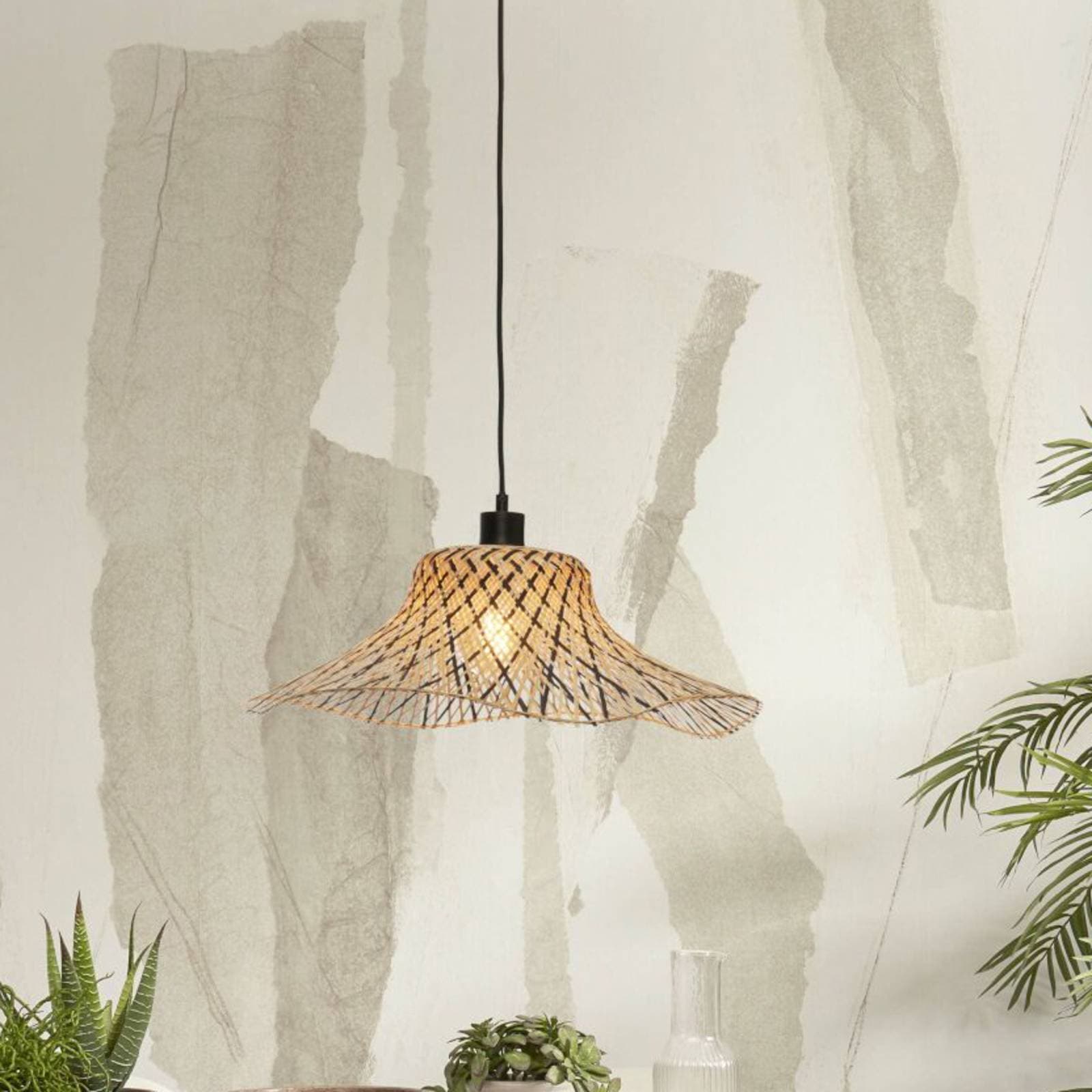 GOOD & MOJO Ibiza závesná lampa Ø 50 cm čierna/prírodná