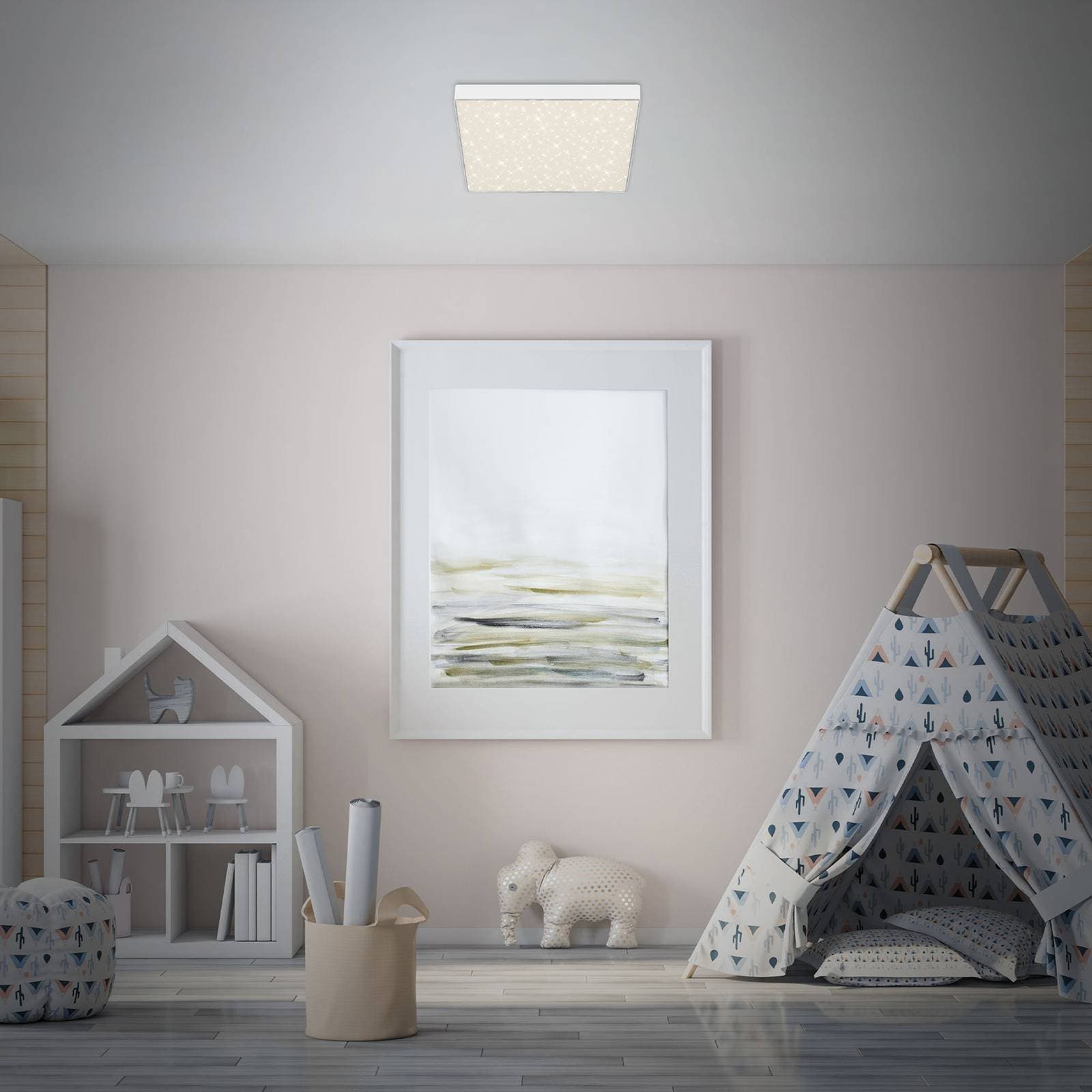 Stropné LED svetlo Flame Star 28,7 x 28,7 cm biela